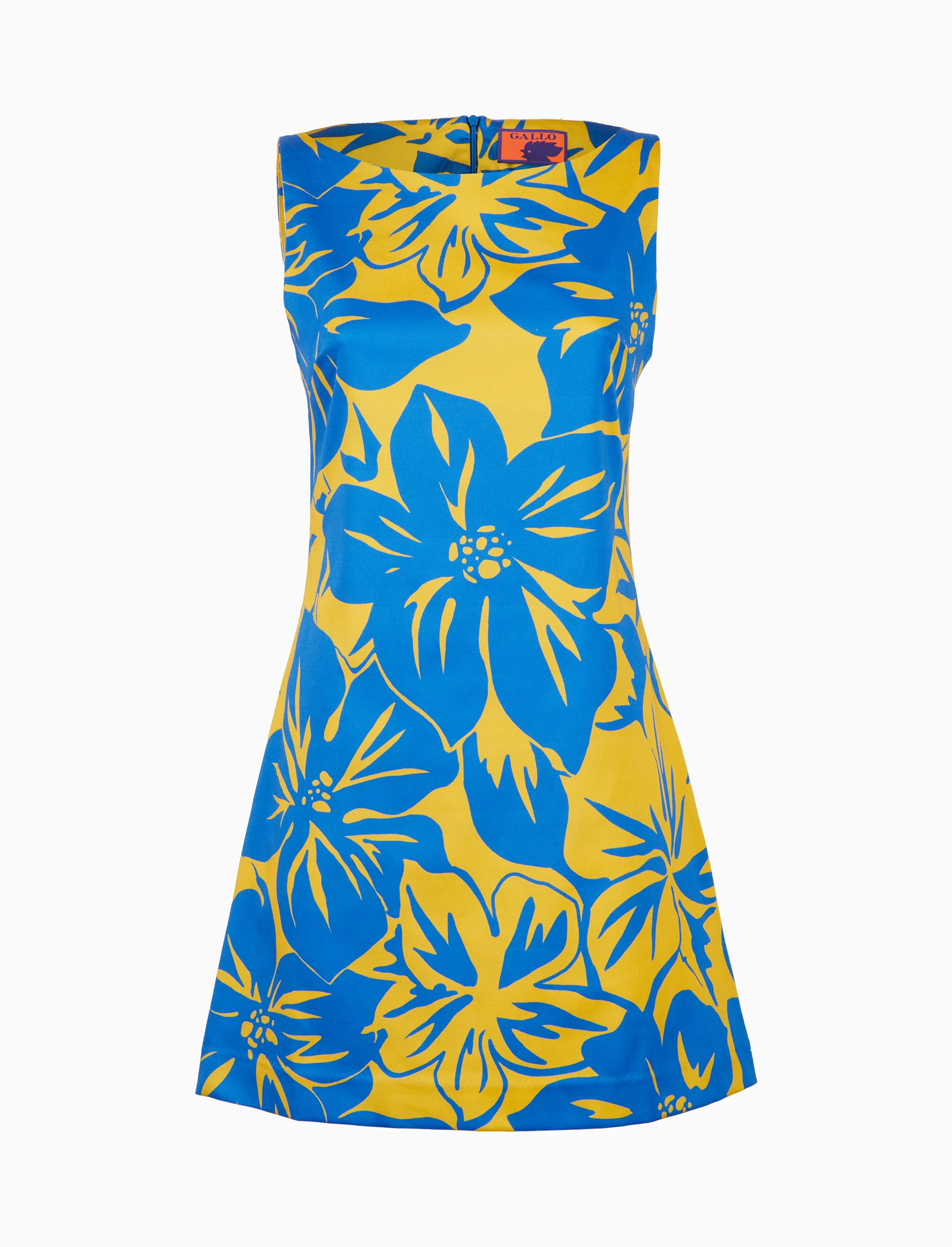 Abito corto senza maniche donna cotone fantasia fiori giallo