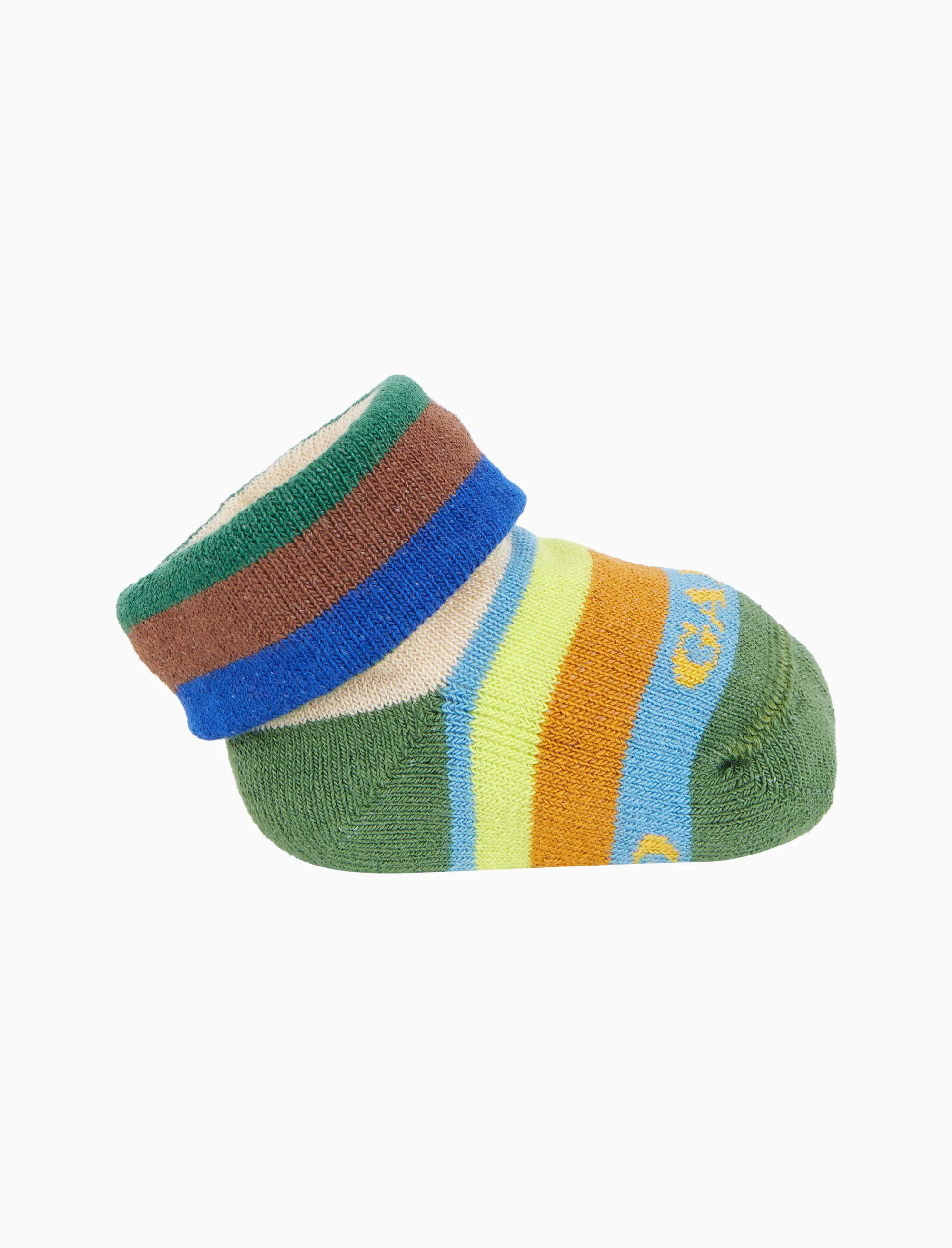 Babbucce bambino cotone righe multicolor verde