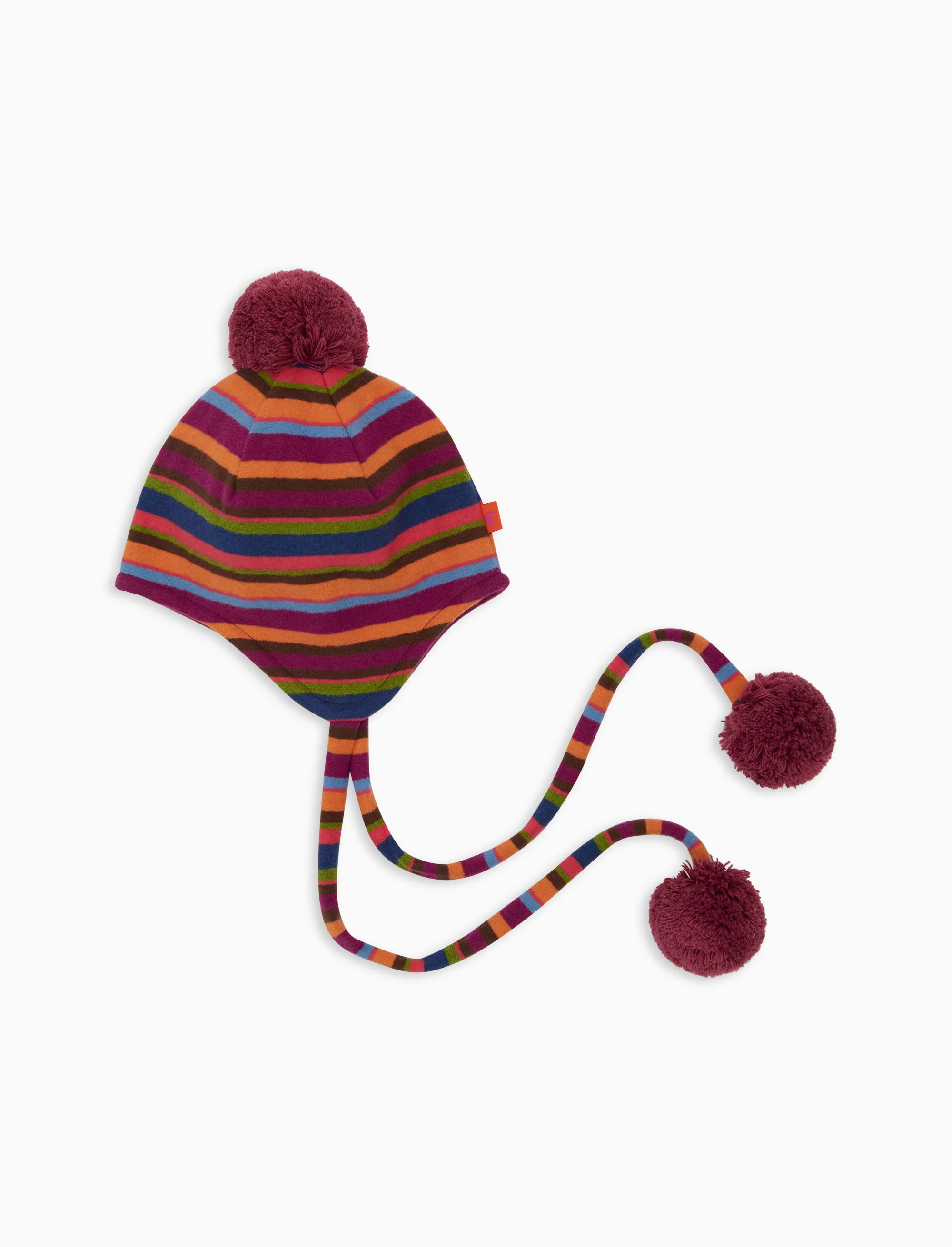 Berretto aviatore bambino pile fucsia righe multicolor