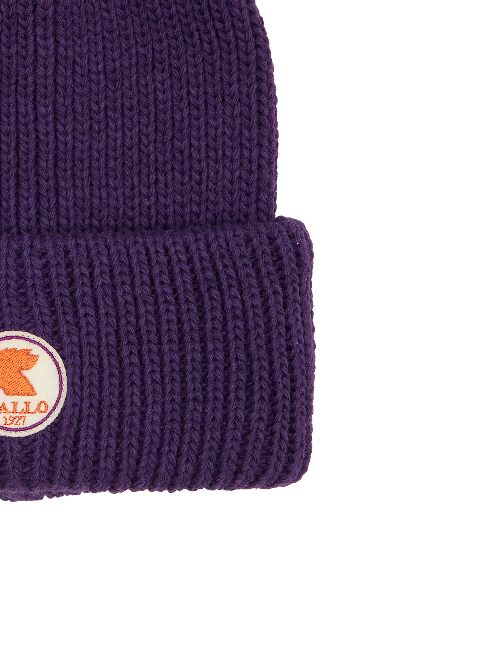 Berretto con risvolto unisex viola a coste tinta unita - Image 2