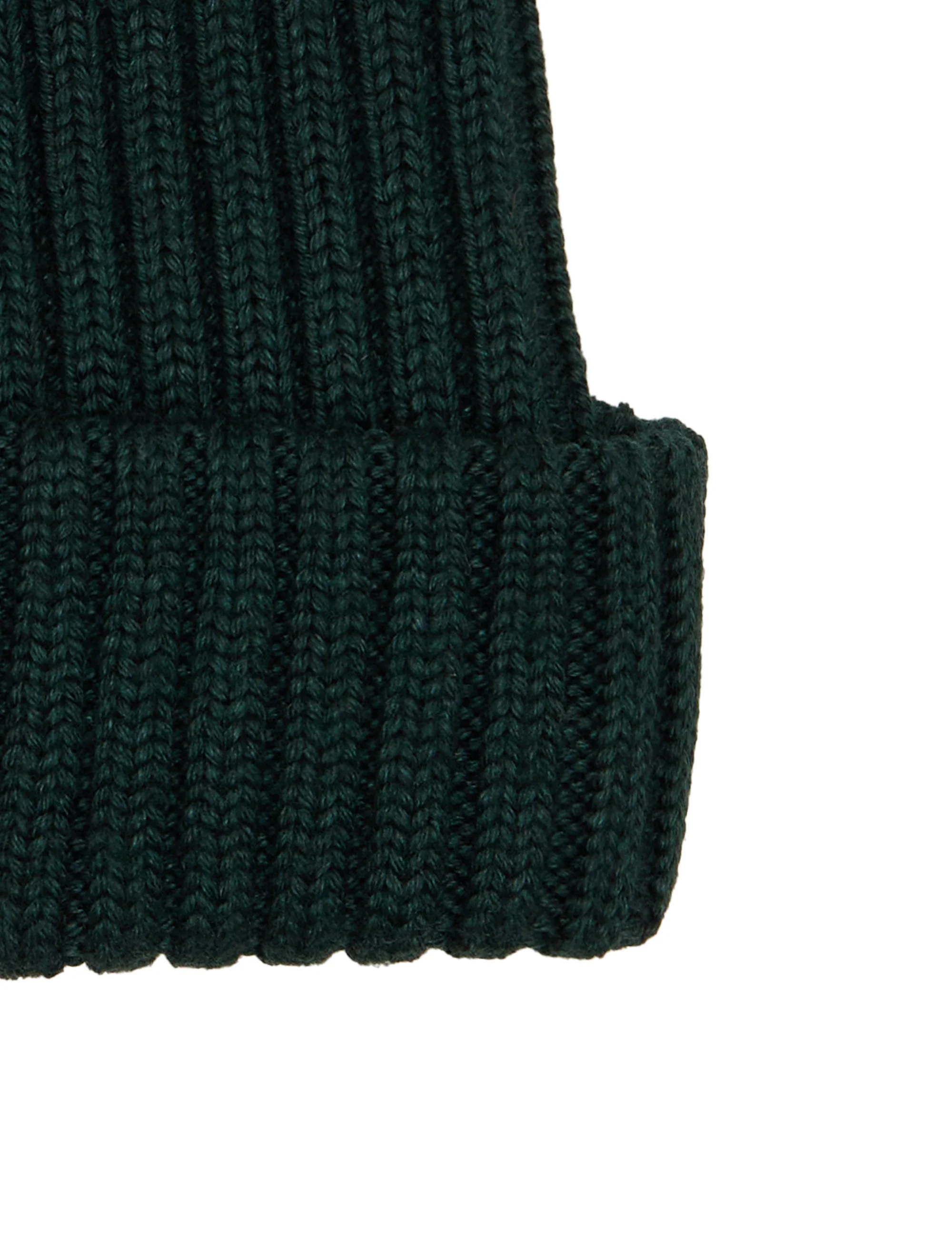 Berretto unisex lana, seta e cashmere verde a coste tinta unita - Image 2