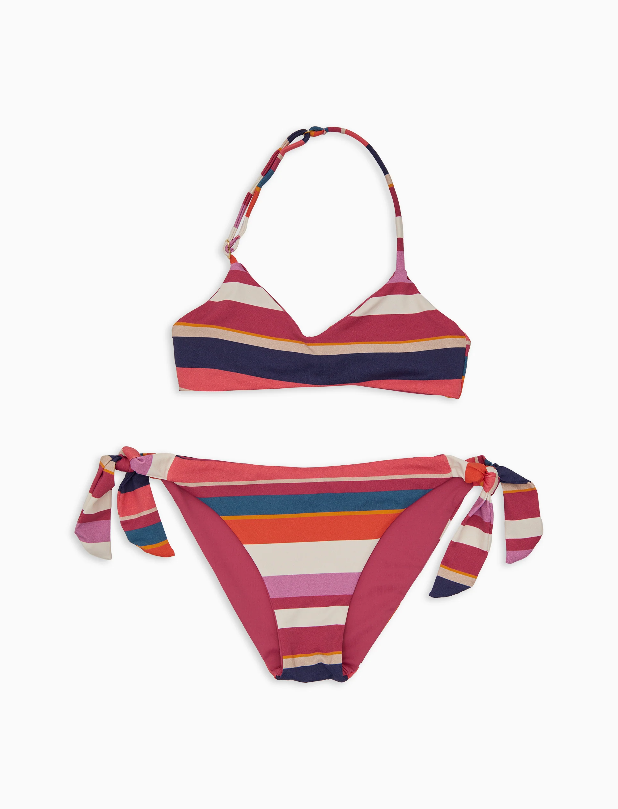 Bikini brassiere bambina a righe multicolor bianco