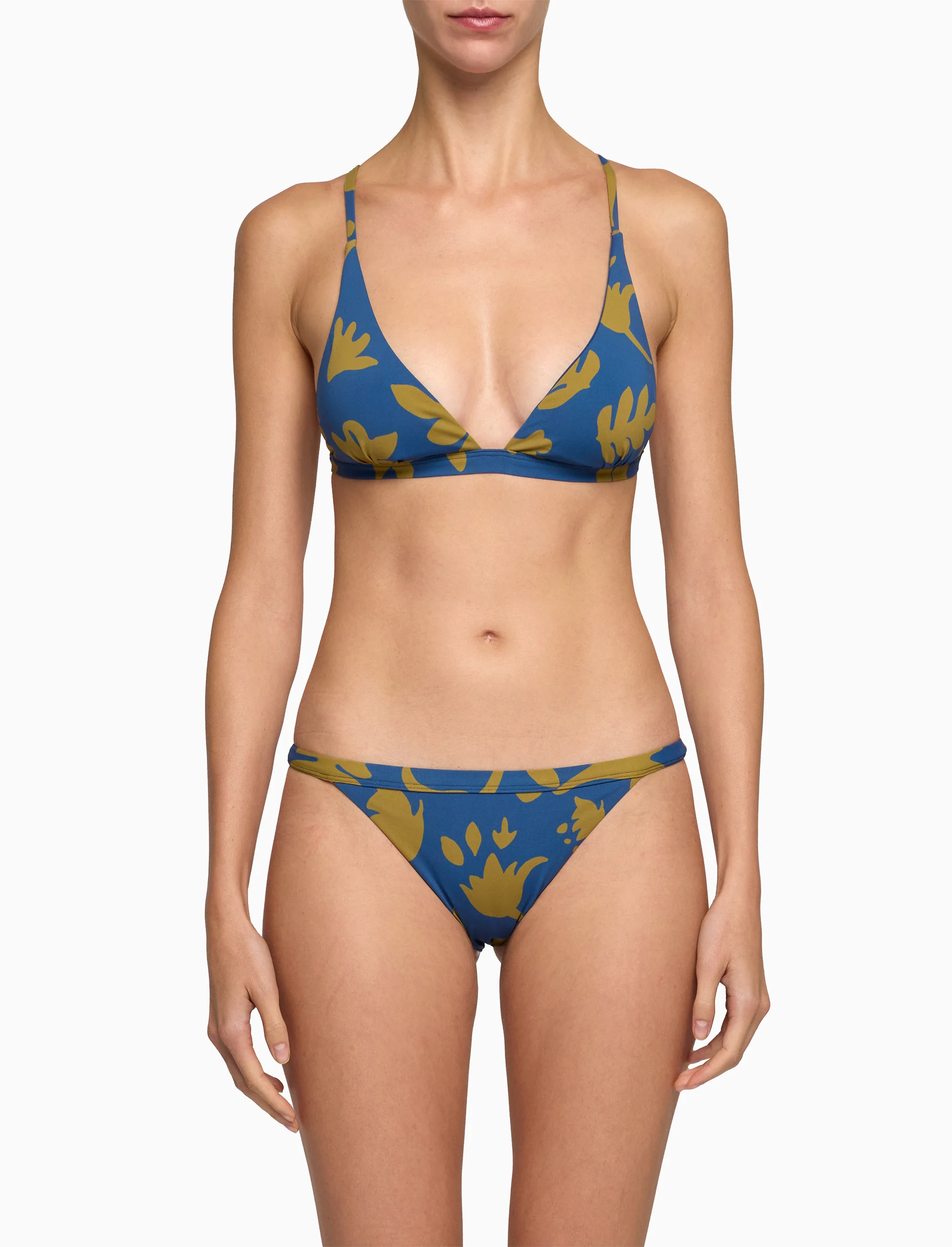 Bikini donna a vela fantasia fiori su fondo blu - Image 3