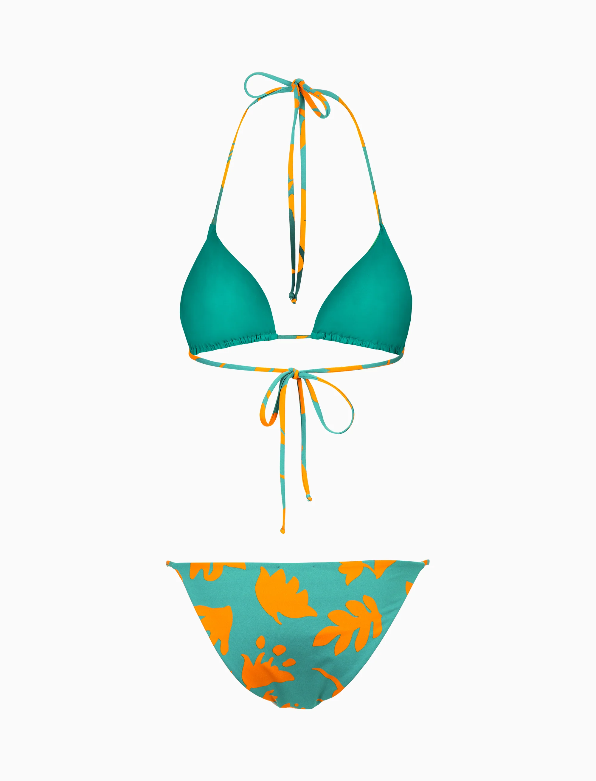 Bikini triangolo donna fantasia fiori su fondo color pavone - Image 8