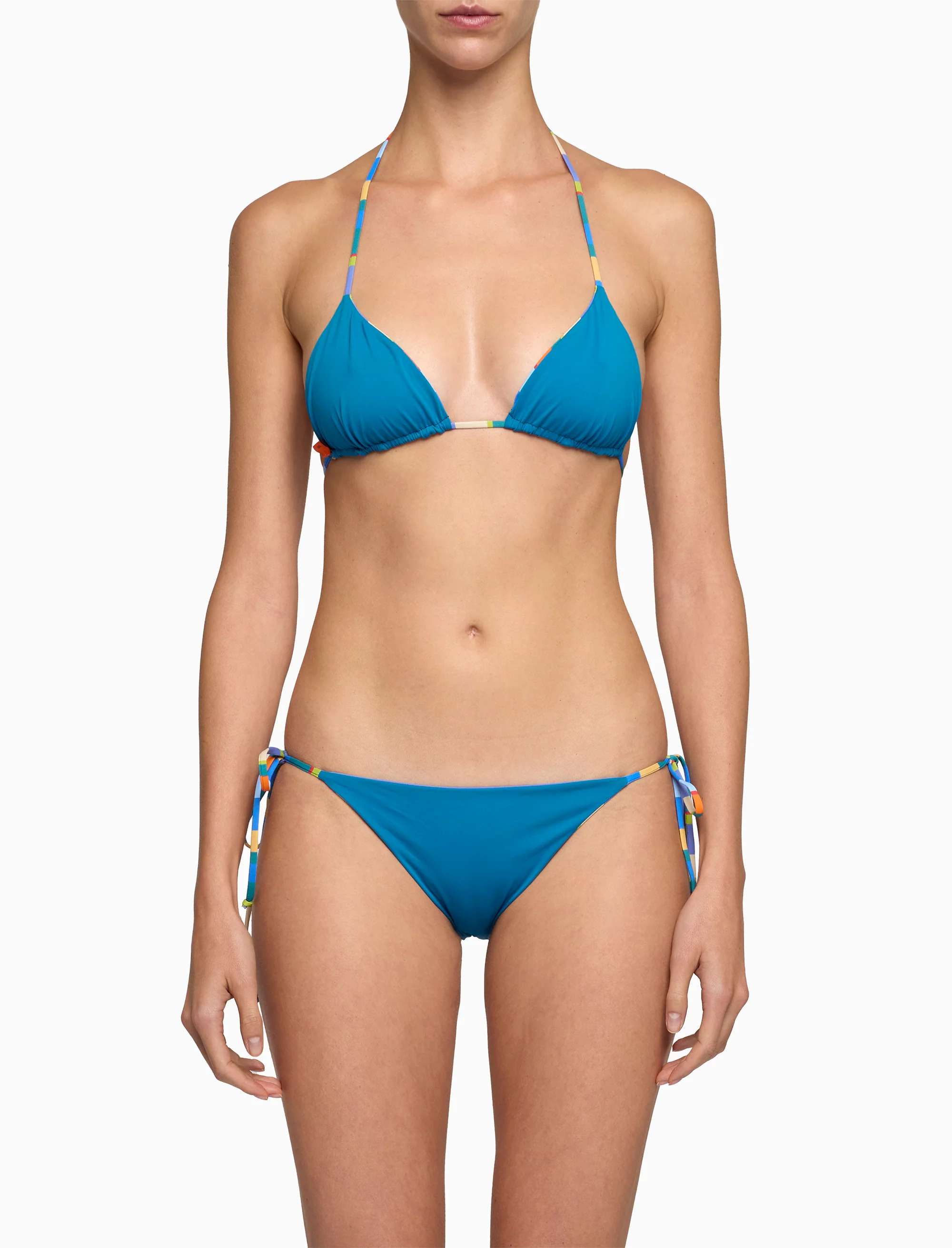 Bikini triangolo donna righe multicolor azzurro - Image 4