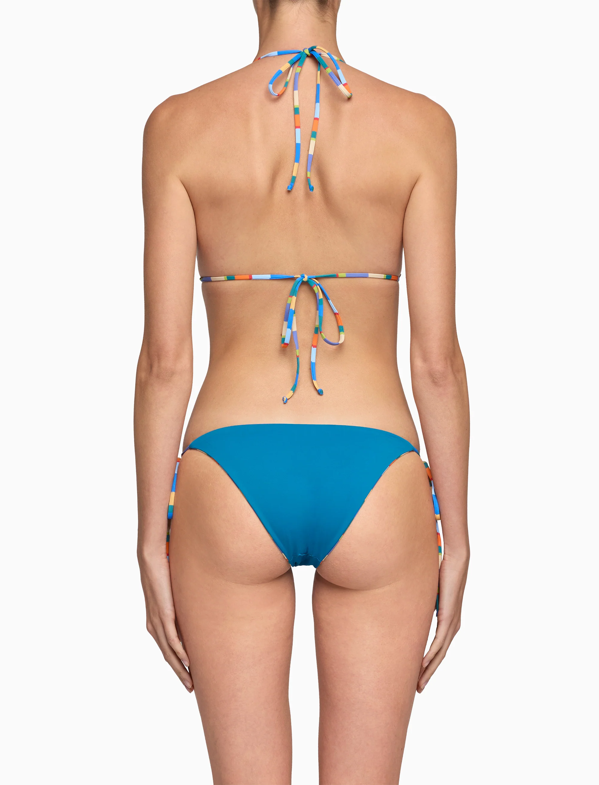 Bikini triangolo donna righe multicolor azzurro - Image 5