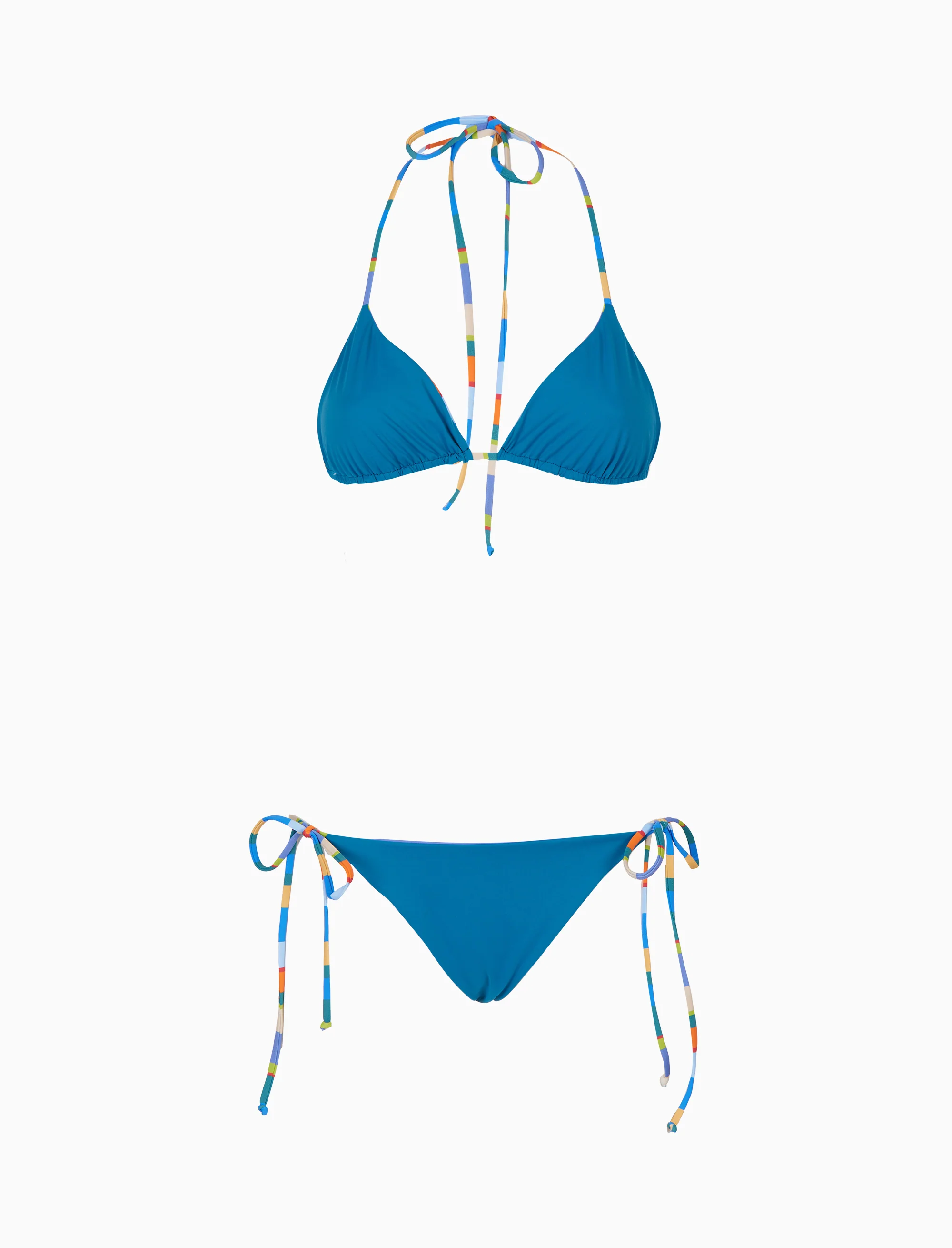 Bikini triangolo donna righe multicolor azzurro - Image 7