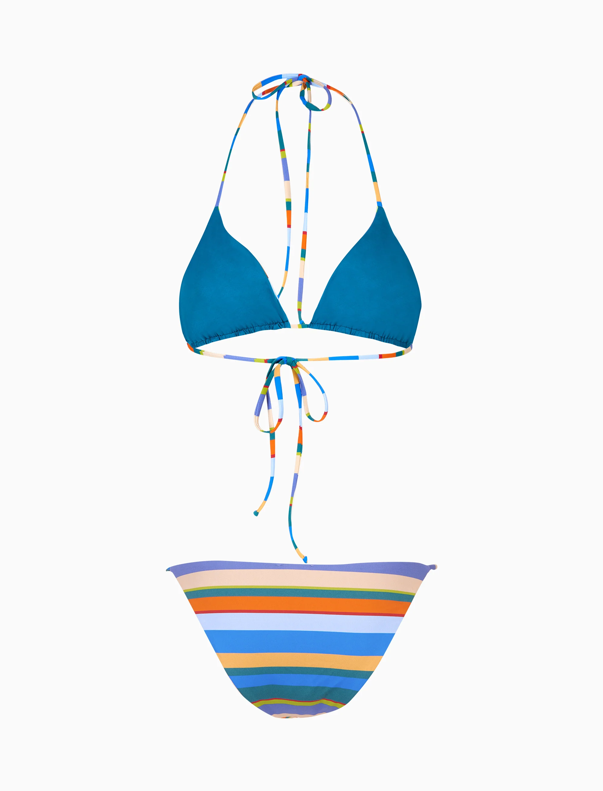 Bikini triangolo donna righe multicolor azzurro - Image 8
