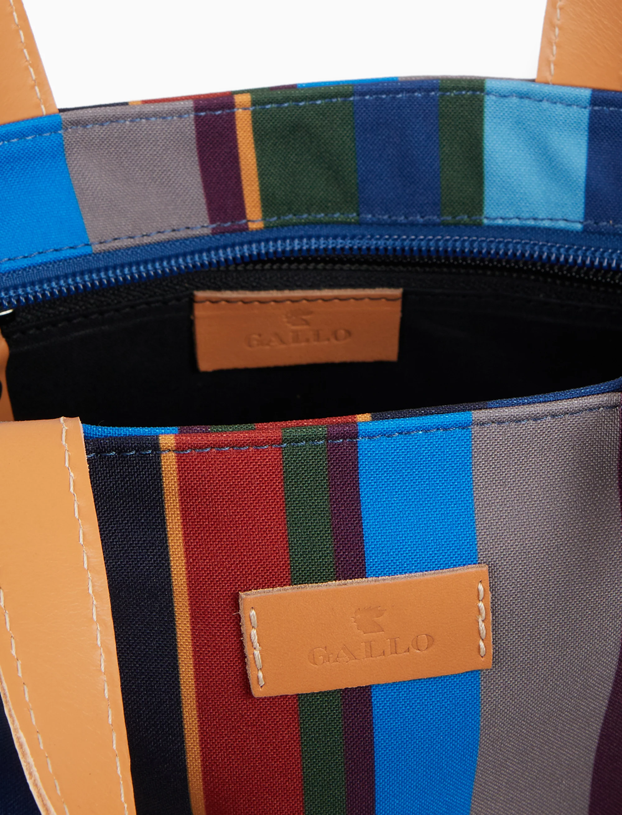 Borsa shopping piccola donna blu righe multicolor - Image 2