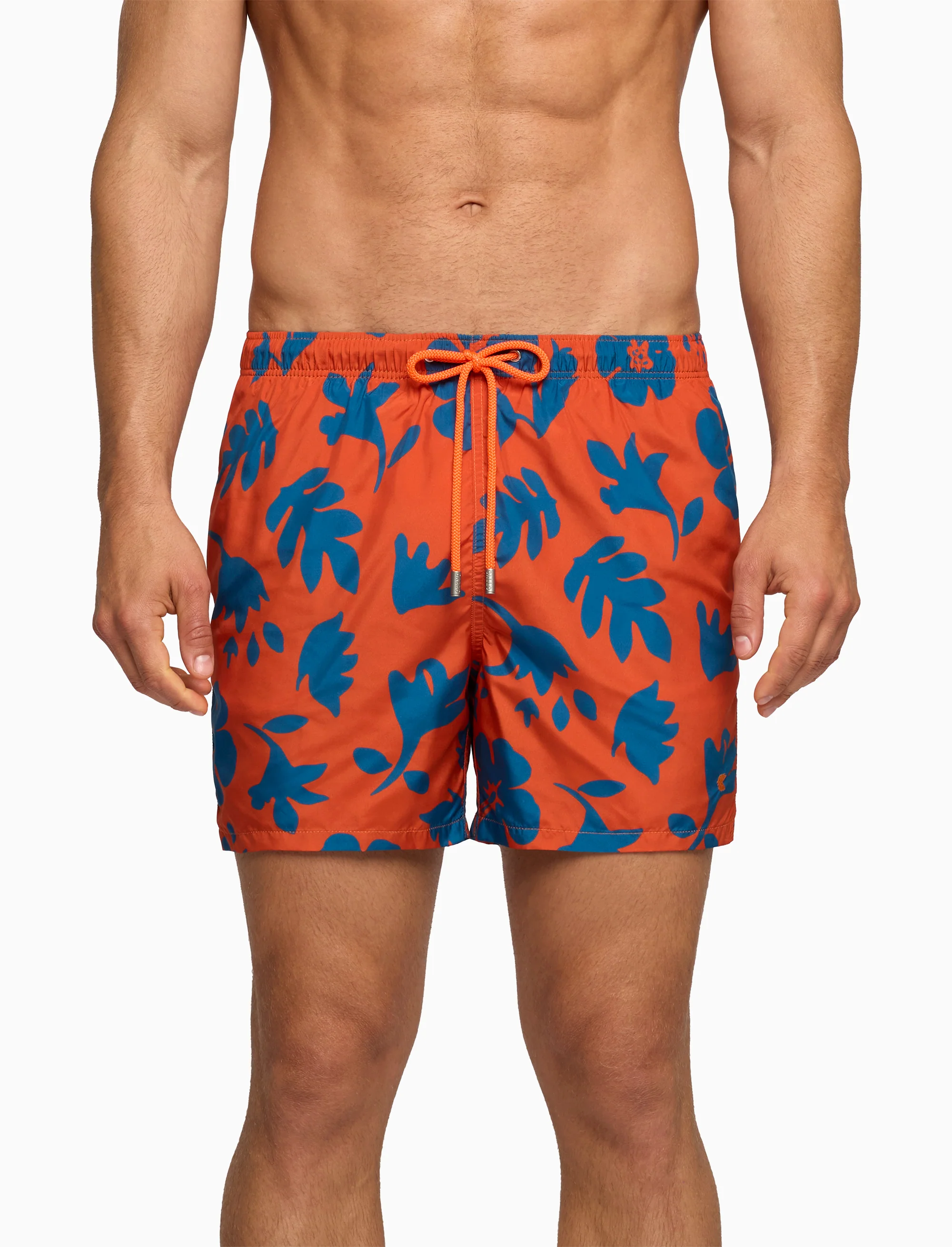 Boxer mare uomo fantasia fiori su fondo arancio