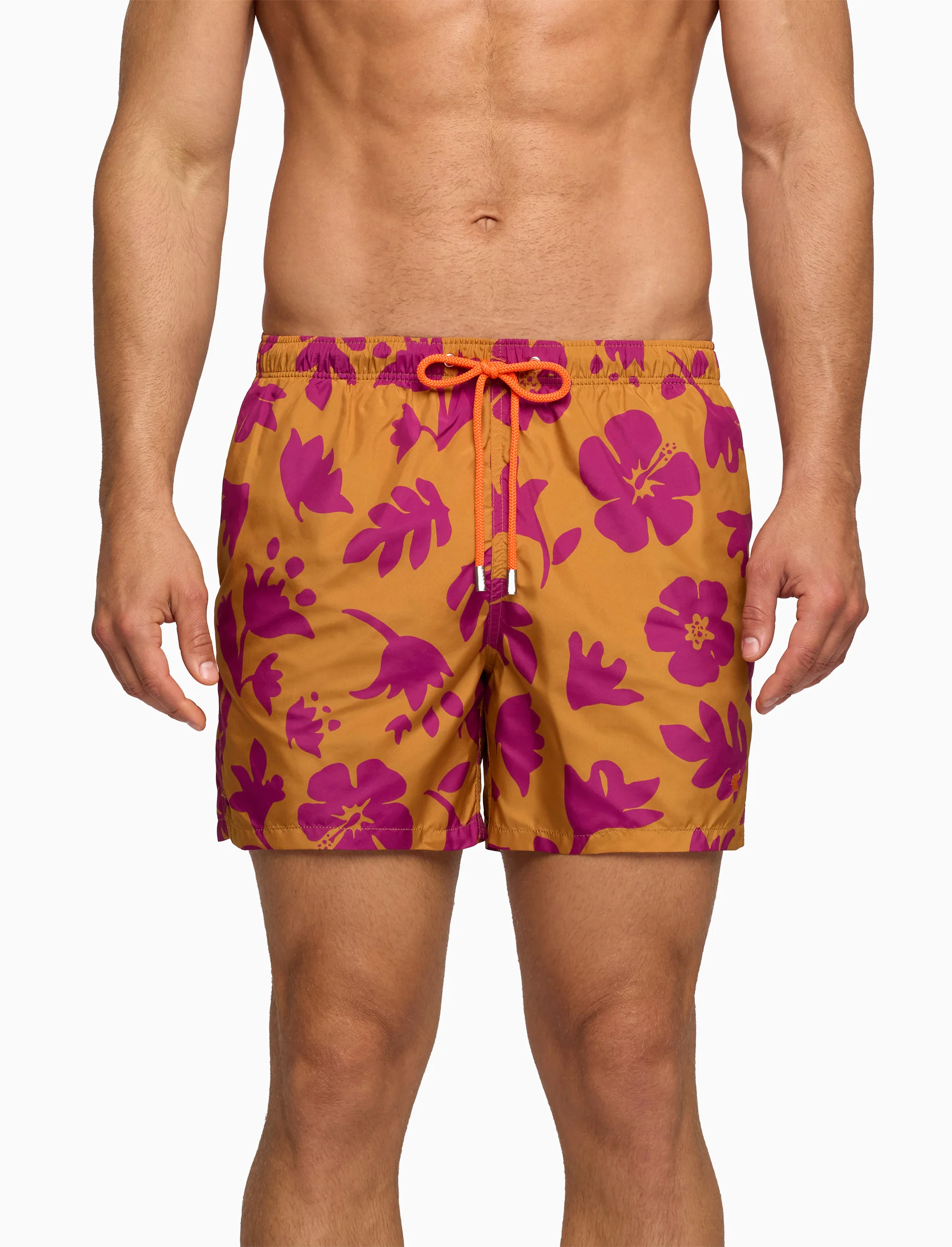 Boxer mare uomo fantasia fiori su fondo giallo