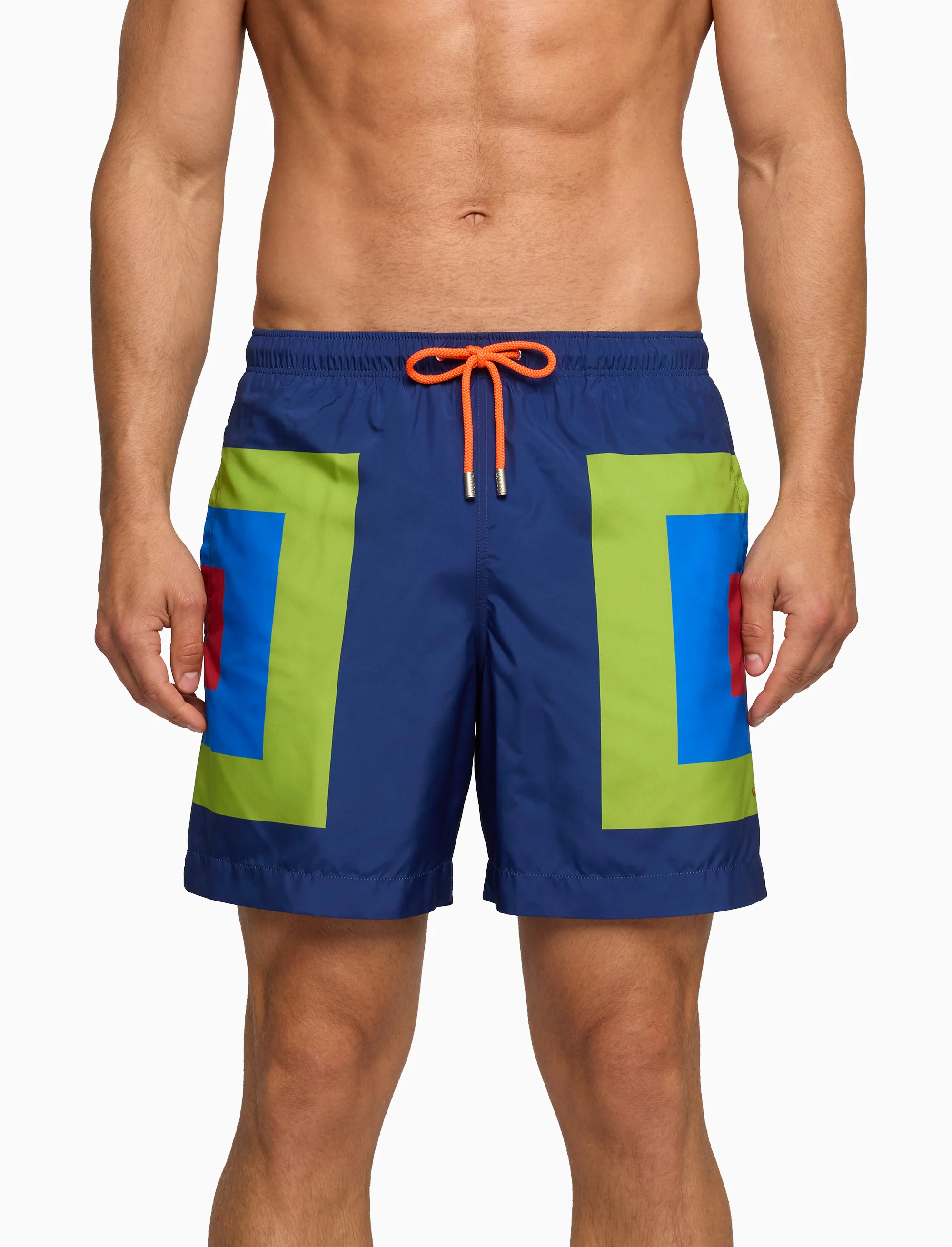 Boxer mare uomo fantasia quadri concentrici blu