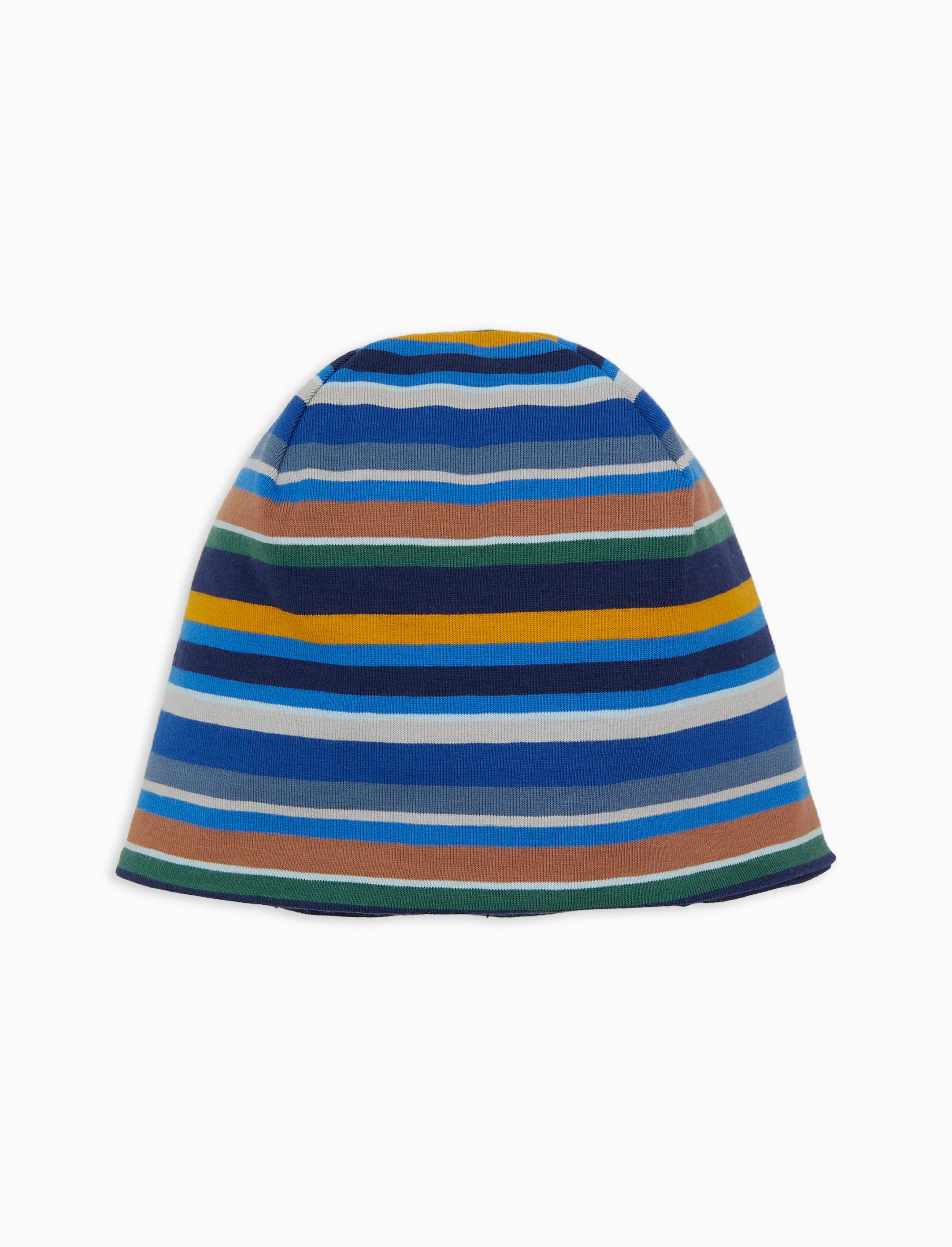 Calotta bambino cotone righe multicolor e tinta unita blu