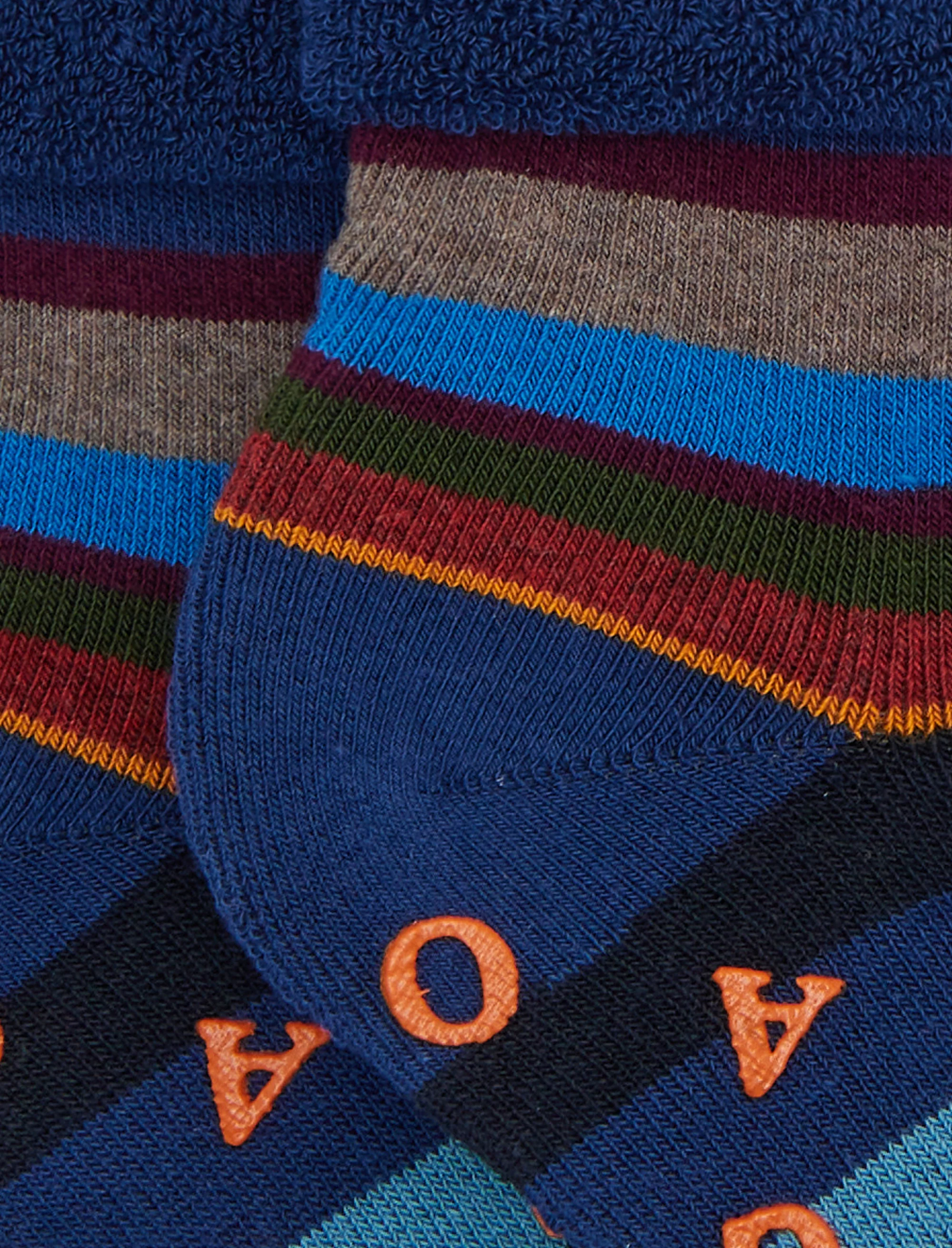 Calze antiscivolo bambino cotone blu righe multicolor - Image 2