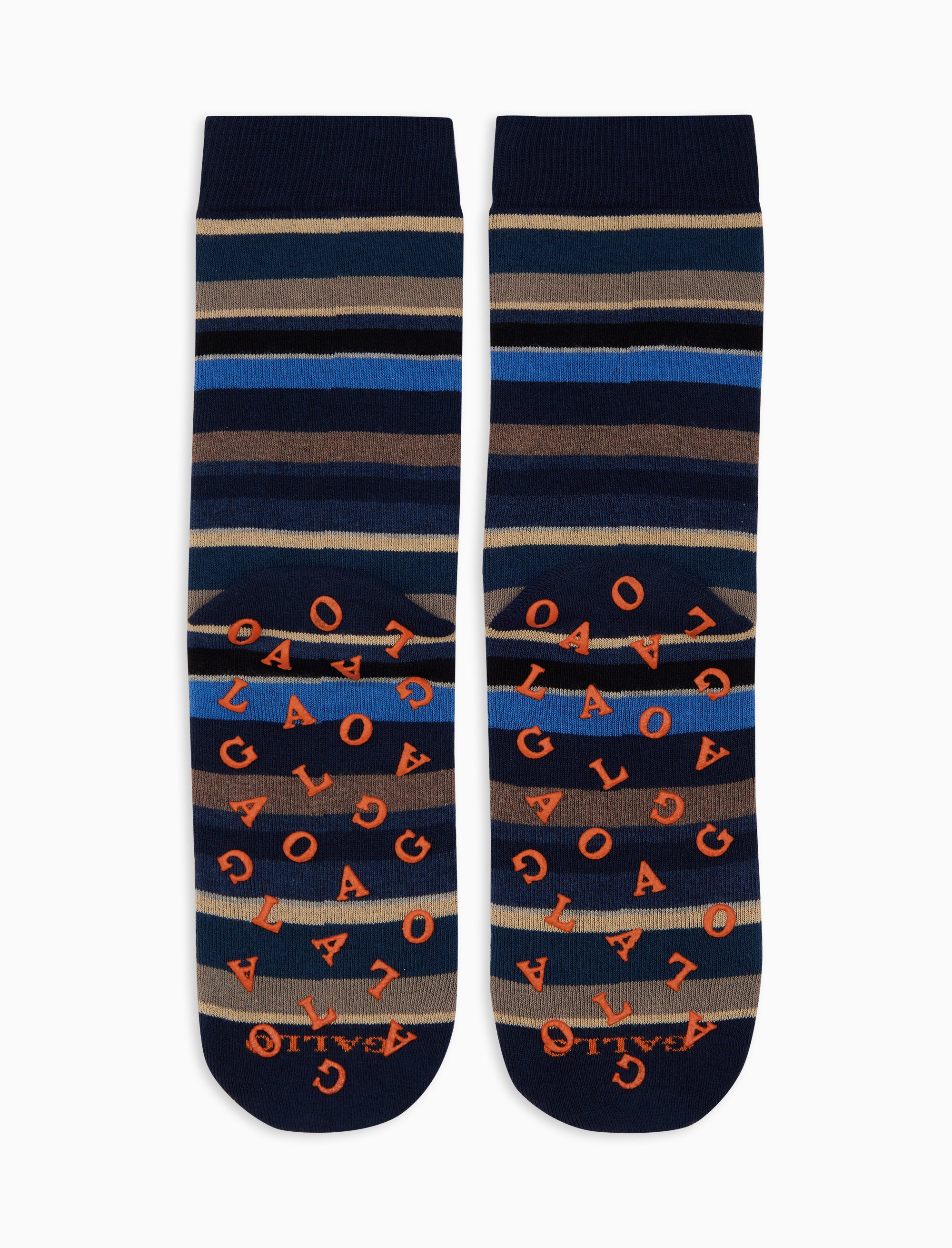 Calze corte antiscivolo uomo cotone blu righe multicolor