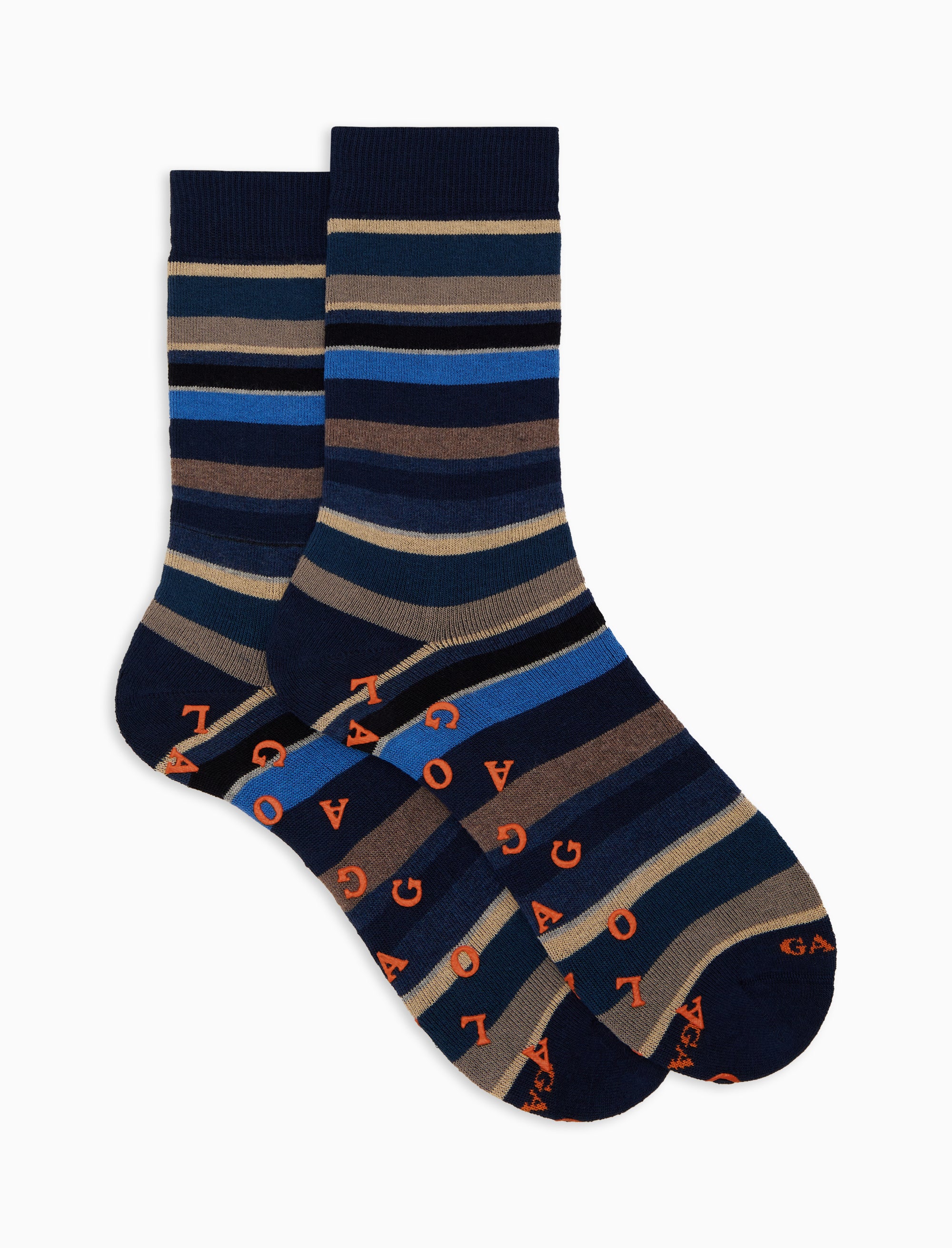 Calze corte antiscivolo uomo cotone blu righe multicolor - Image 2