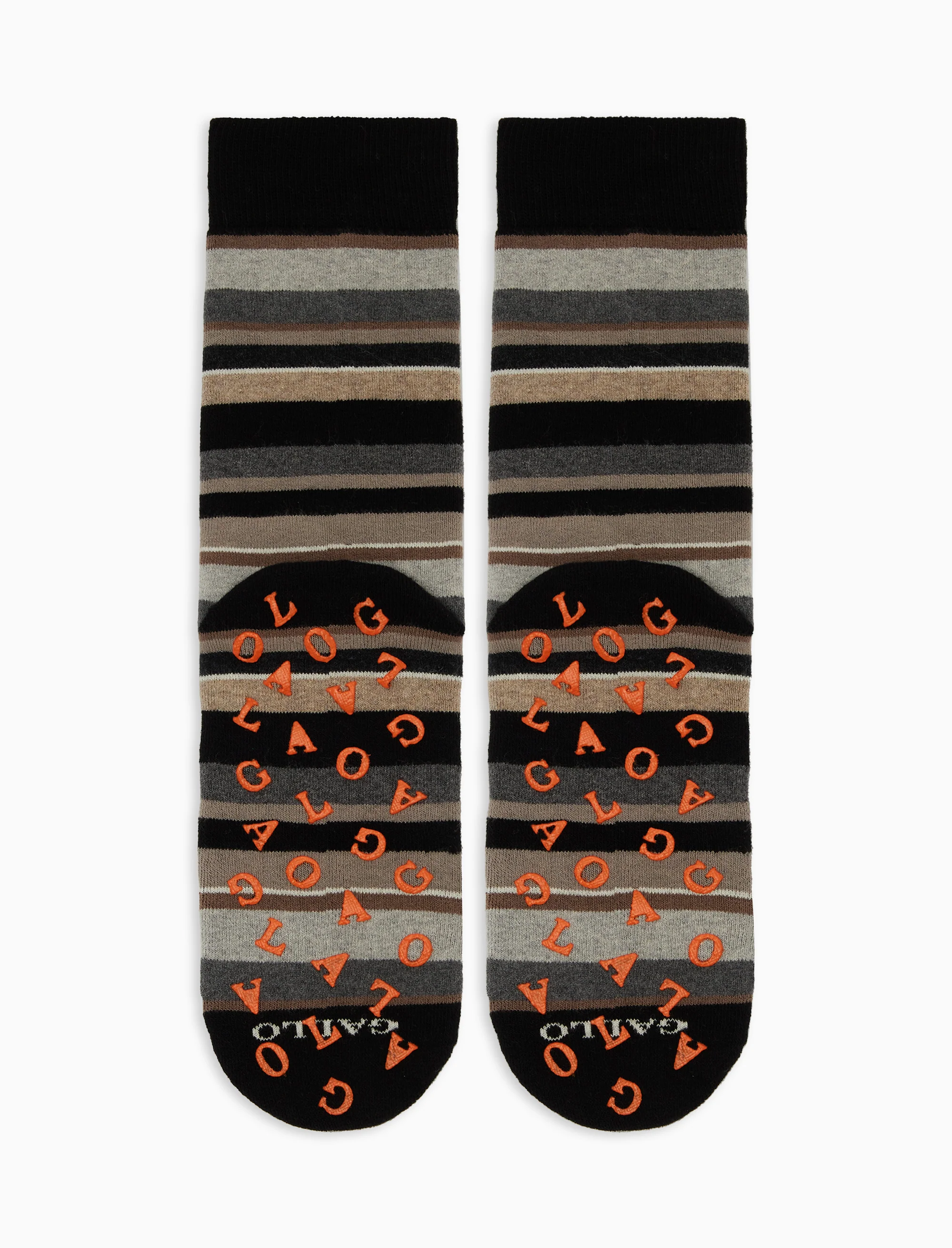 Calze corte antiscivolo uomo cotone nero righe multicolor - Image 2