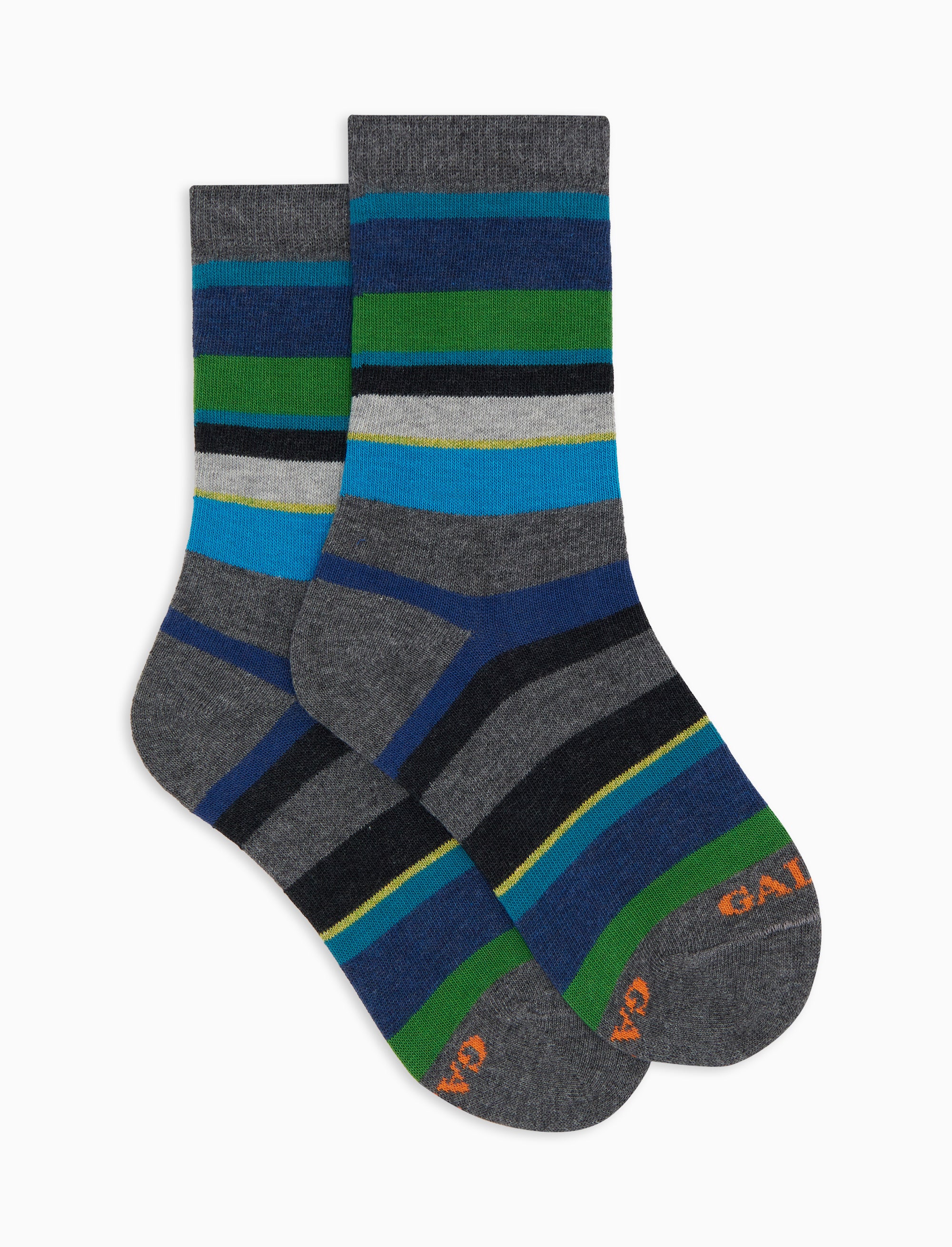 Calze corte bambino cotone grigio righe multicolor