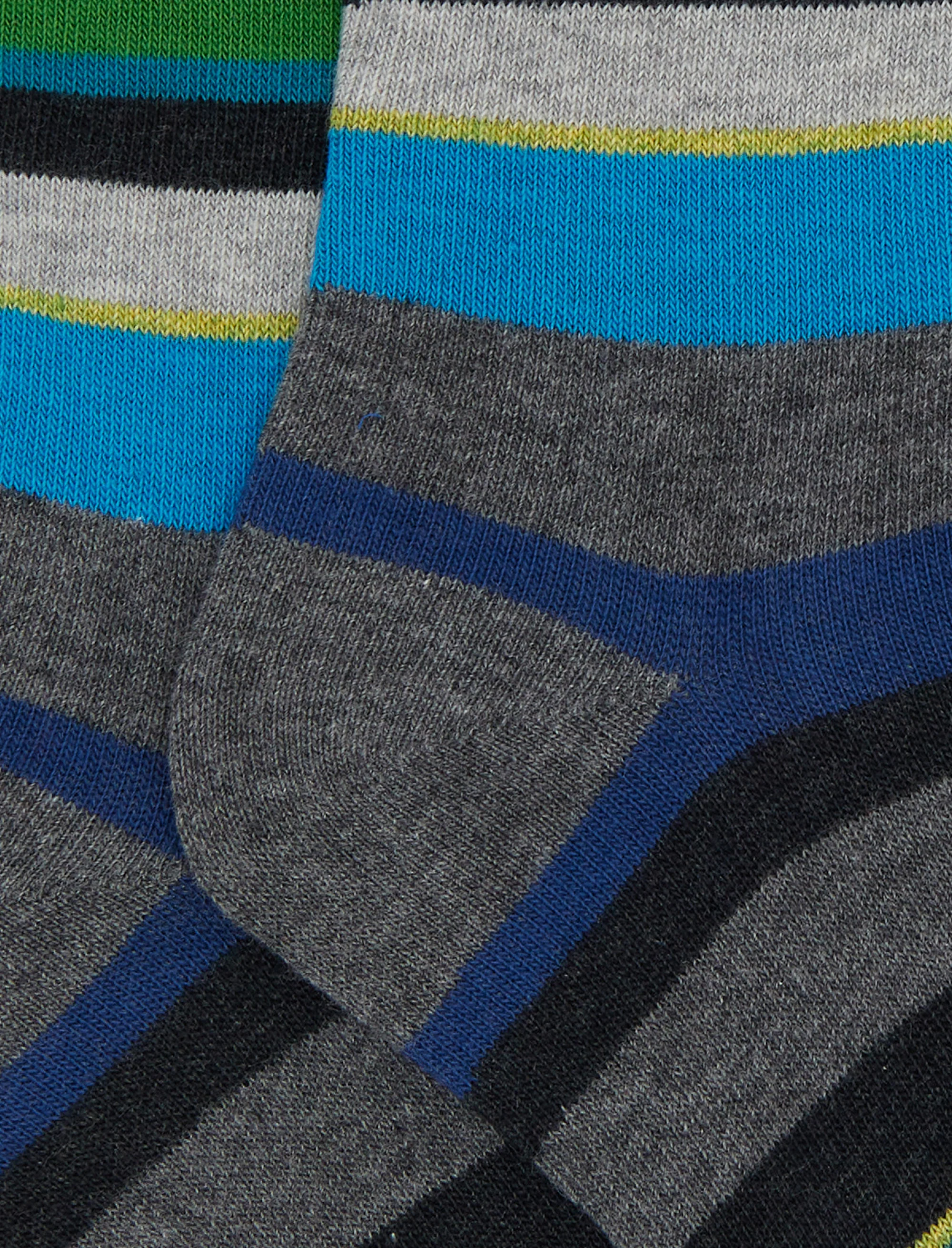 Calze corte bambino cotone grigio righe multicolor - Image 2