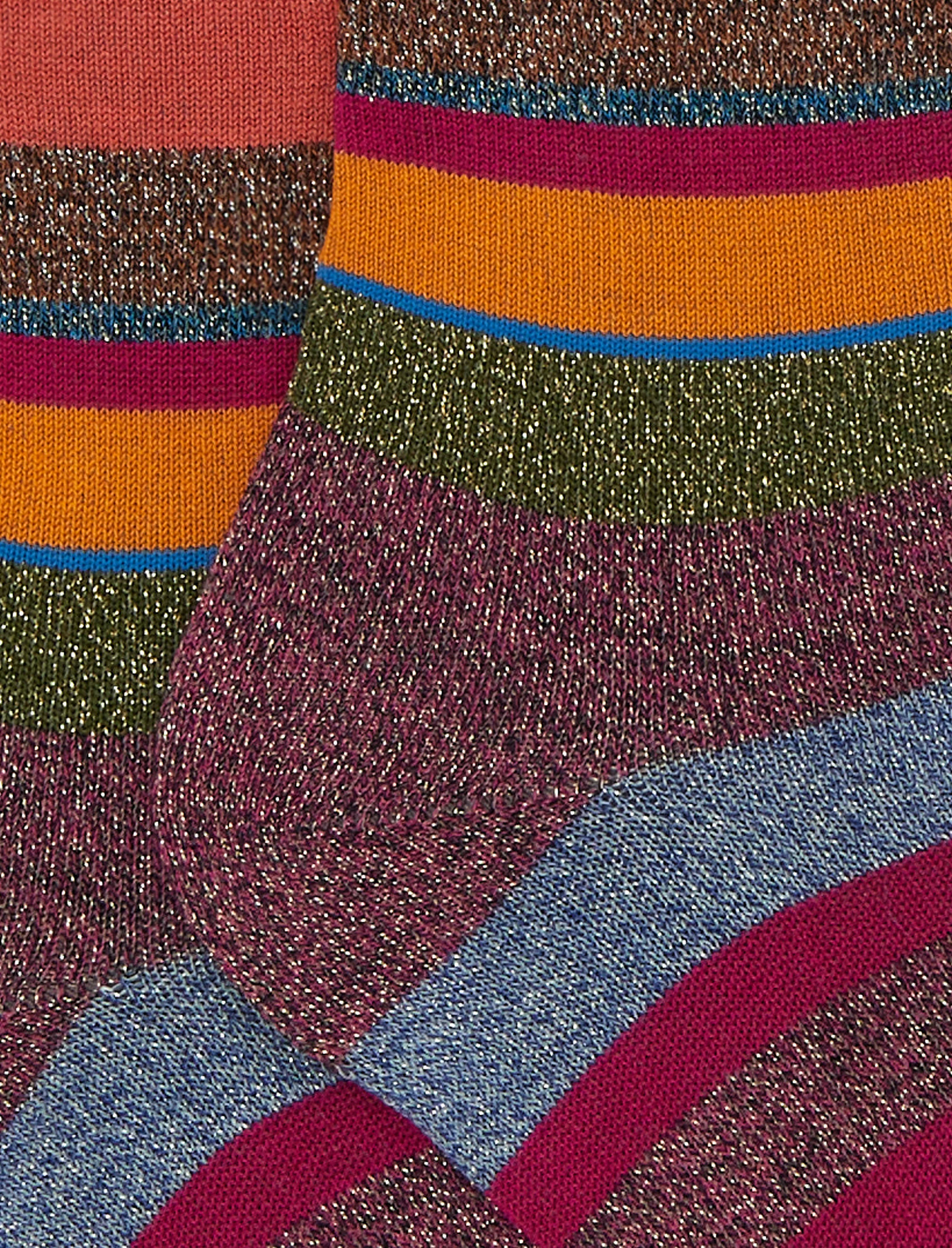 Calze corte bambino cotone rosa righe multicolor lurex - Image 2