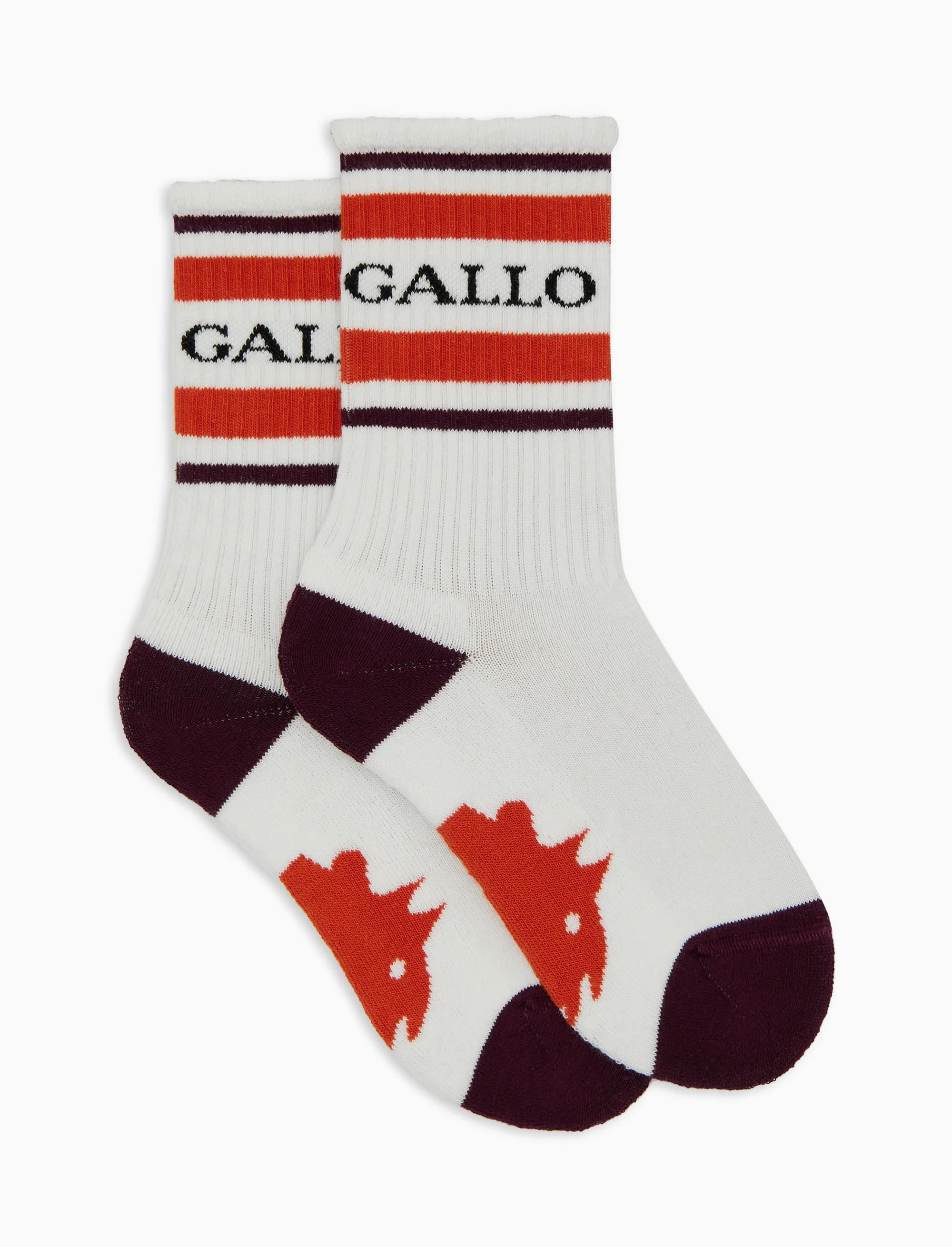 Calze corte bambino spugna di cotone bianco con scritta gallo