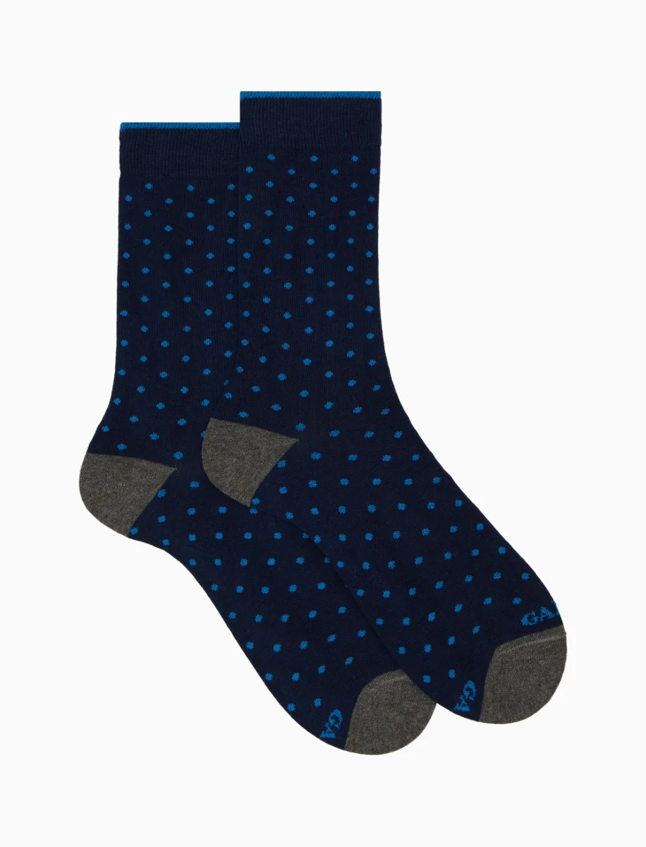 Calze corte donna cotone blu fantasia pois - Image 3