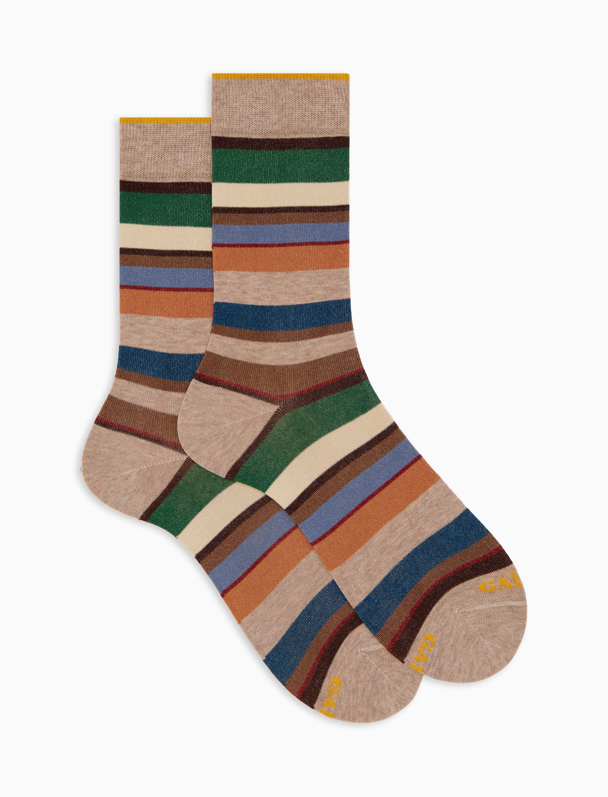 Calze corte donna cotone righe multicolor beige