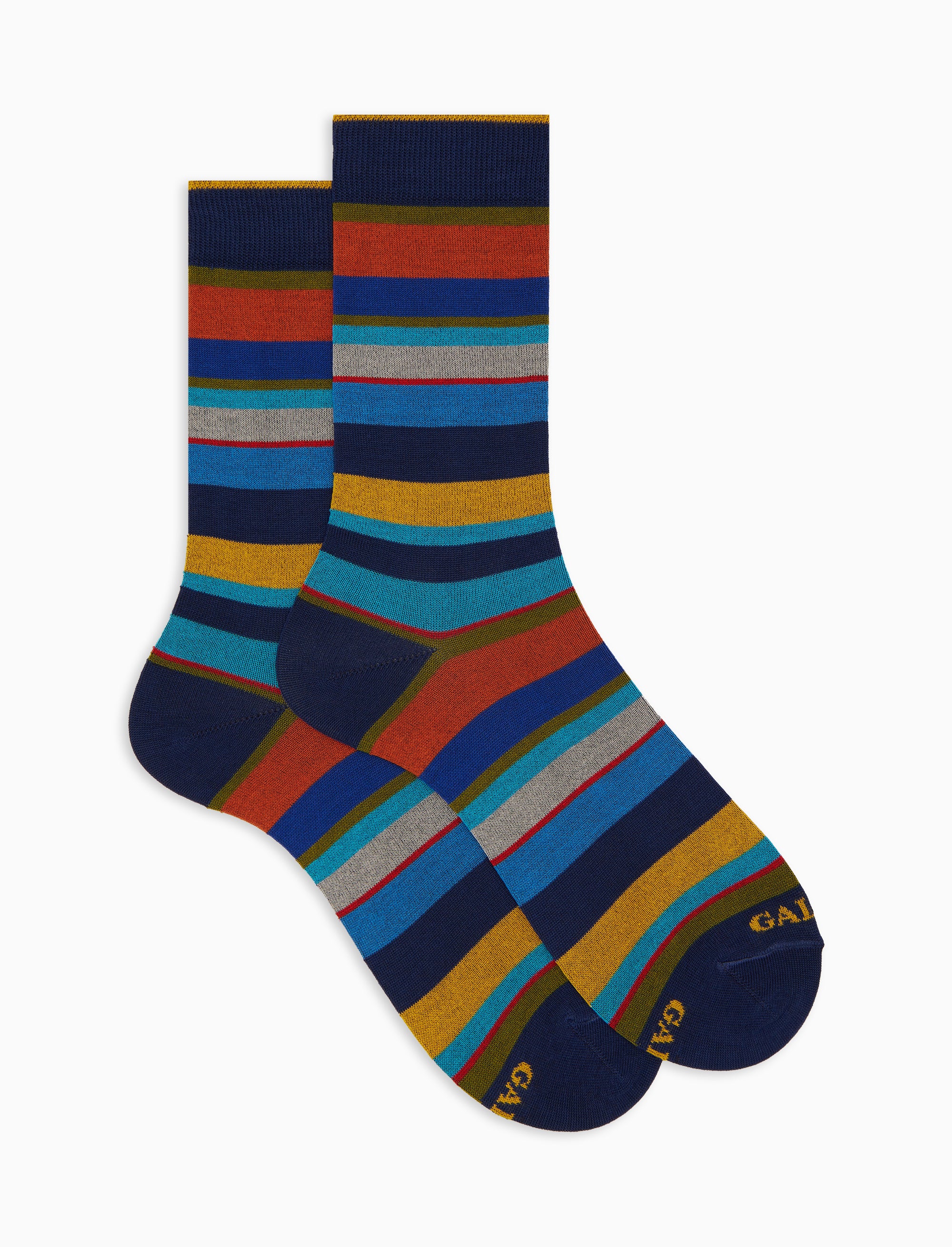 Calze corte donna cotone righe multicolor blu