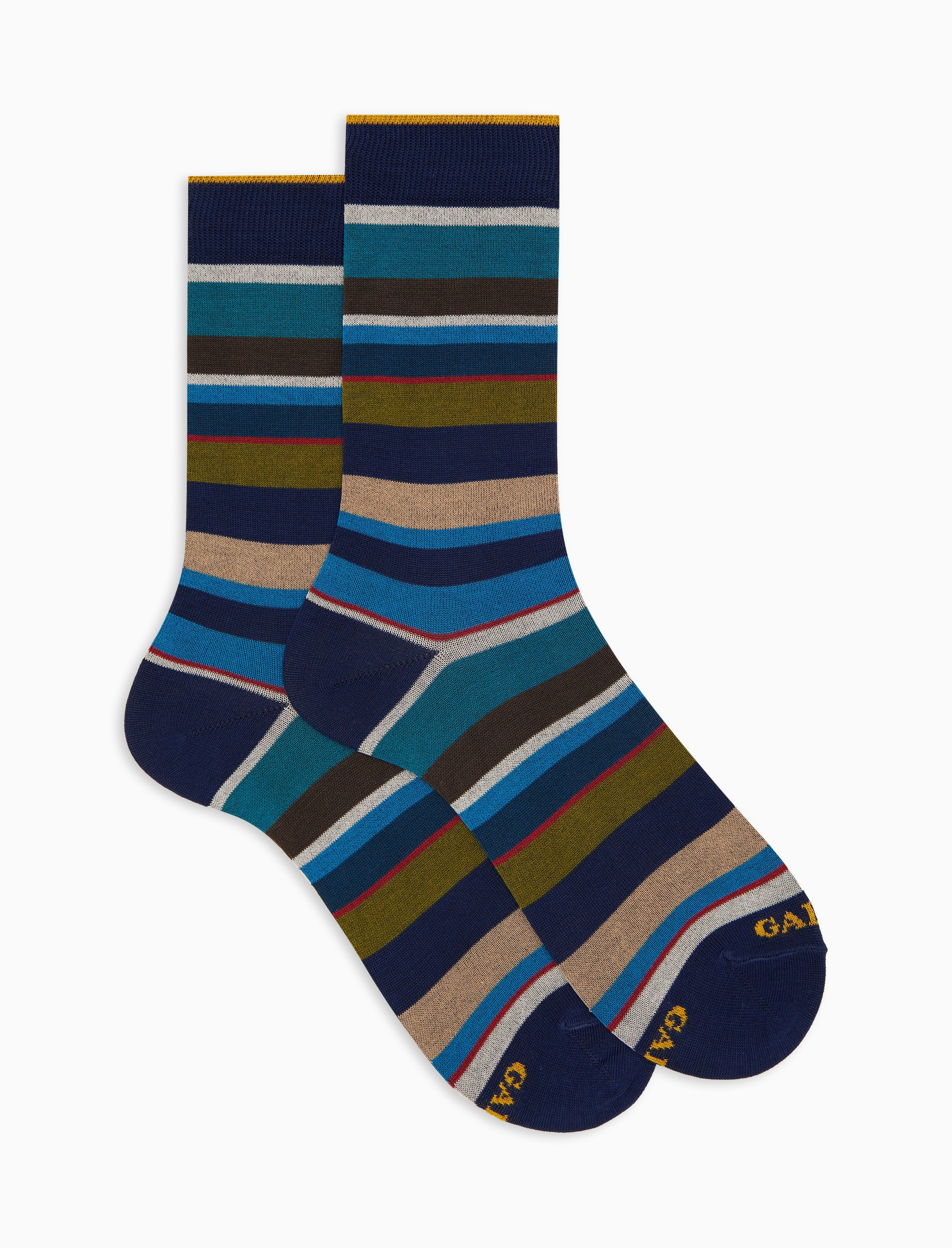 Calze corte donna cotone righe multicolor blu