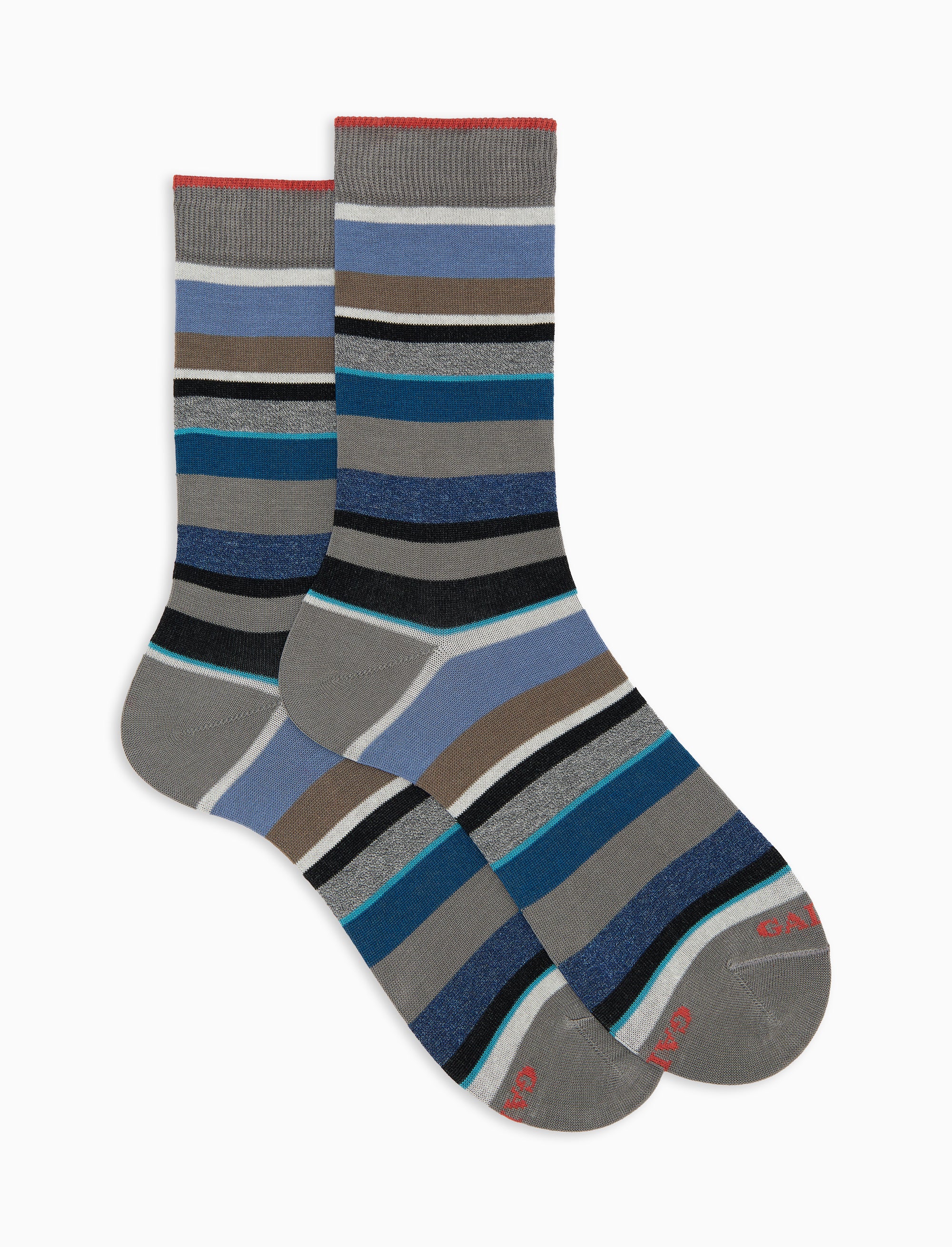 Calze corte donna cotone leggero righe multicolor grigio