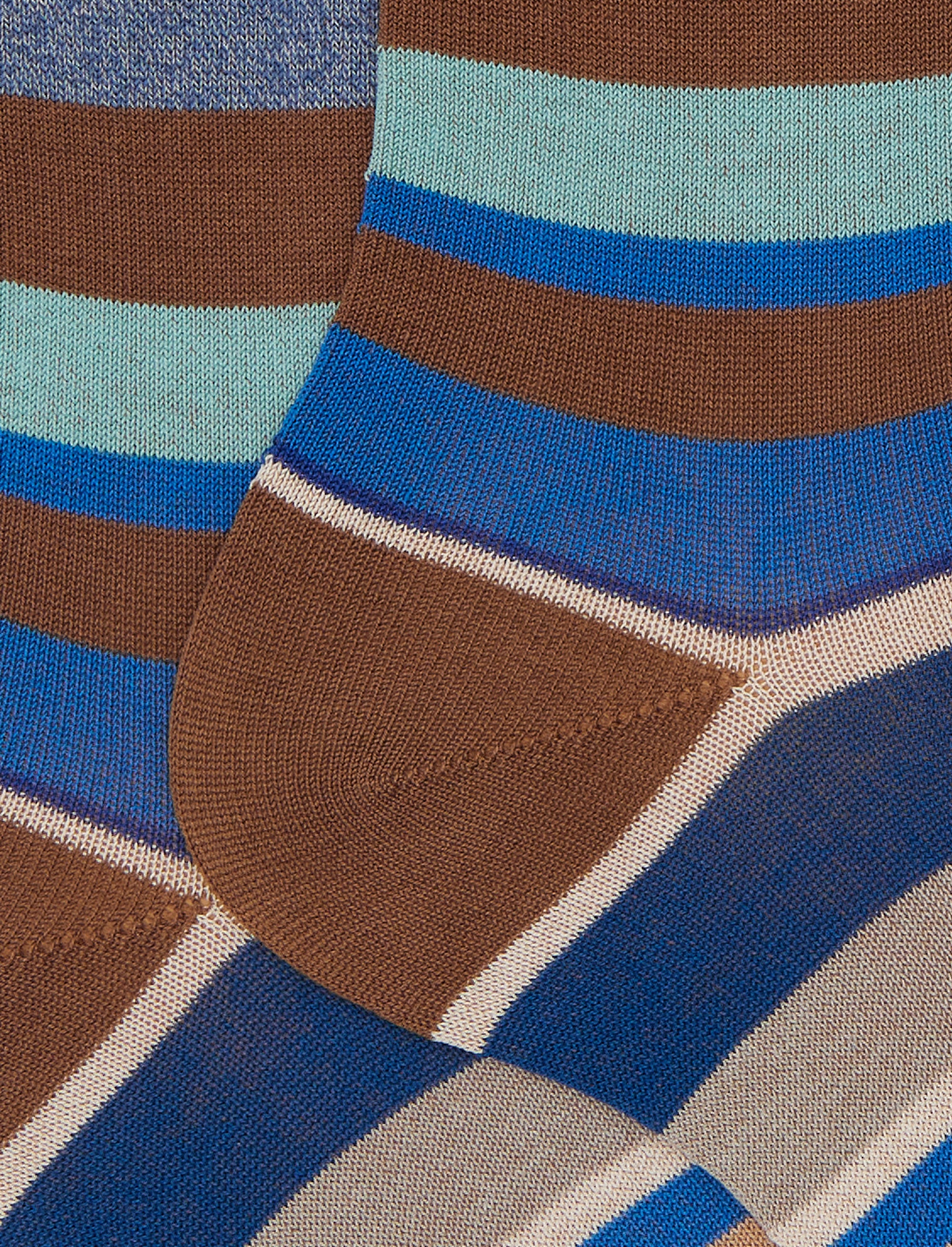 Calze corte donna cotone righe multicolor marrone - Image 2