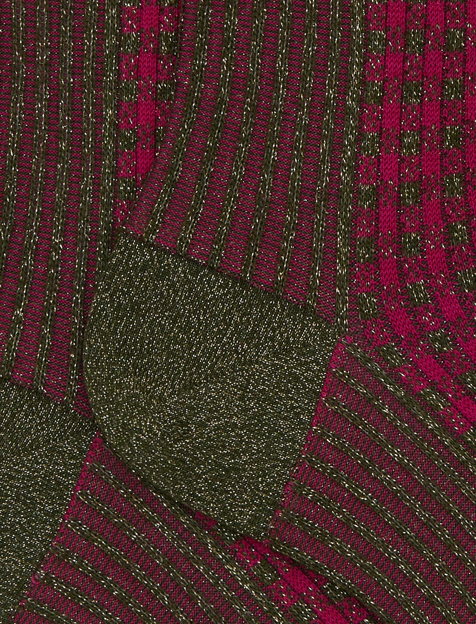 Calze corte donna cotone verde fantasia twin rib e micro tartan effetto scintillante - Image 2