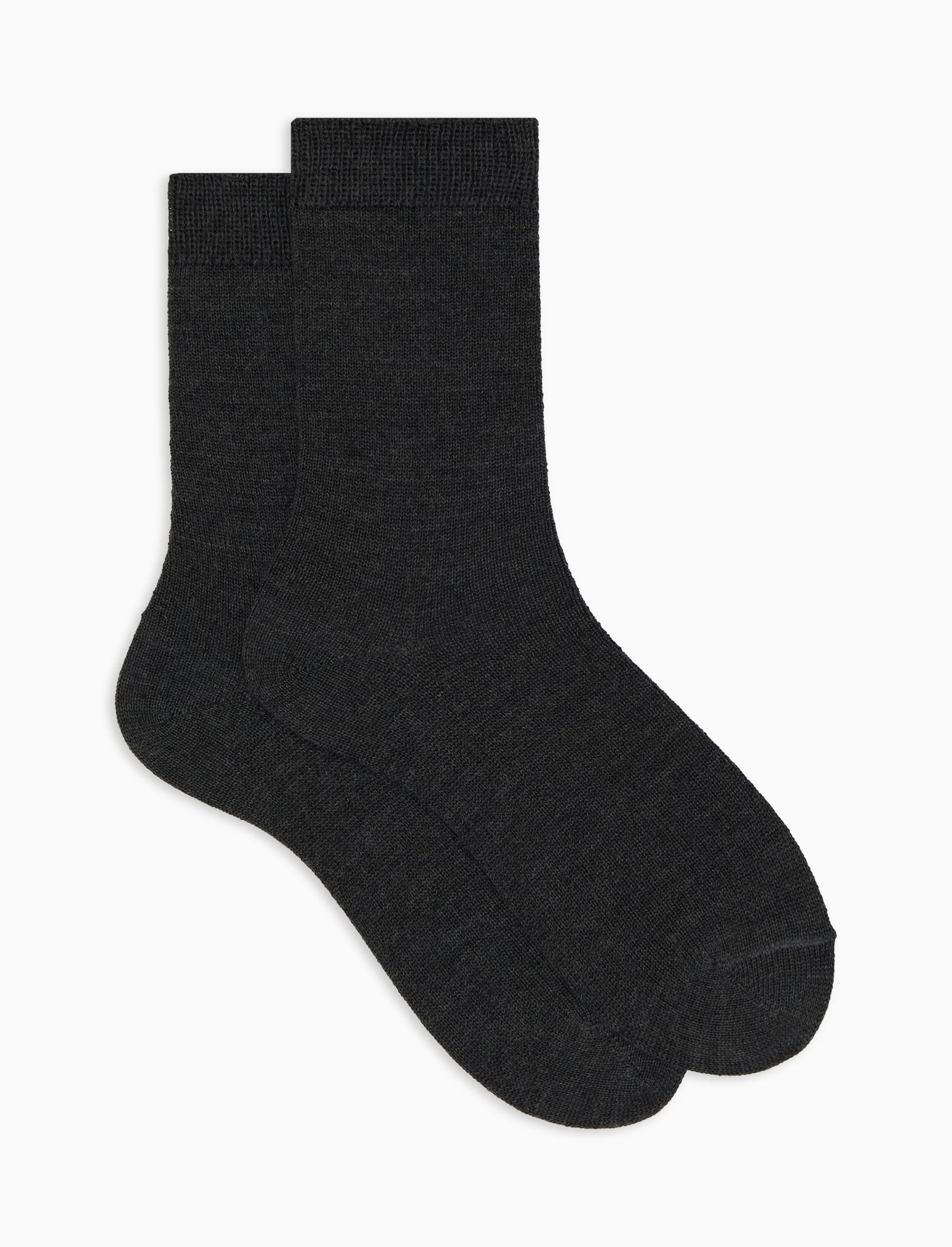 Calze corte donna lana, seta e cashmere antracite tinta unita - Image 2