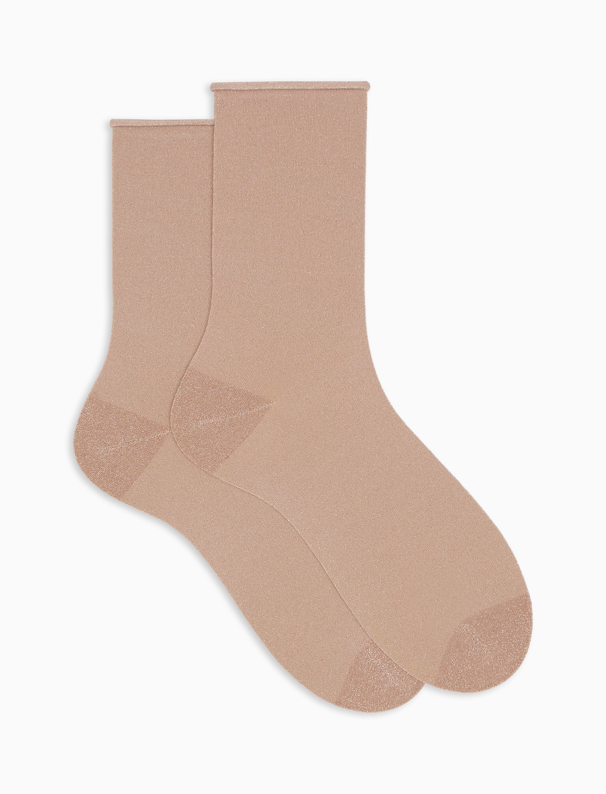 Calze corte donna rosa tinta unita effetto scintillante