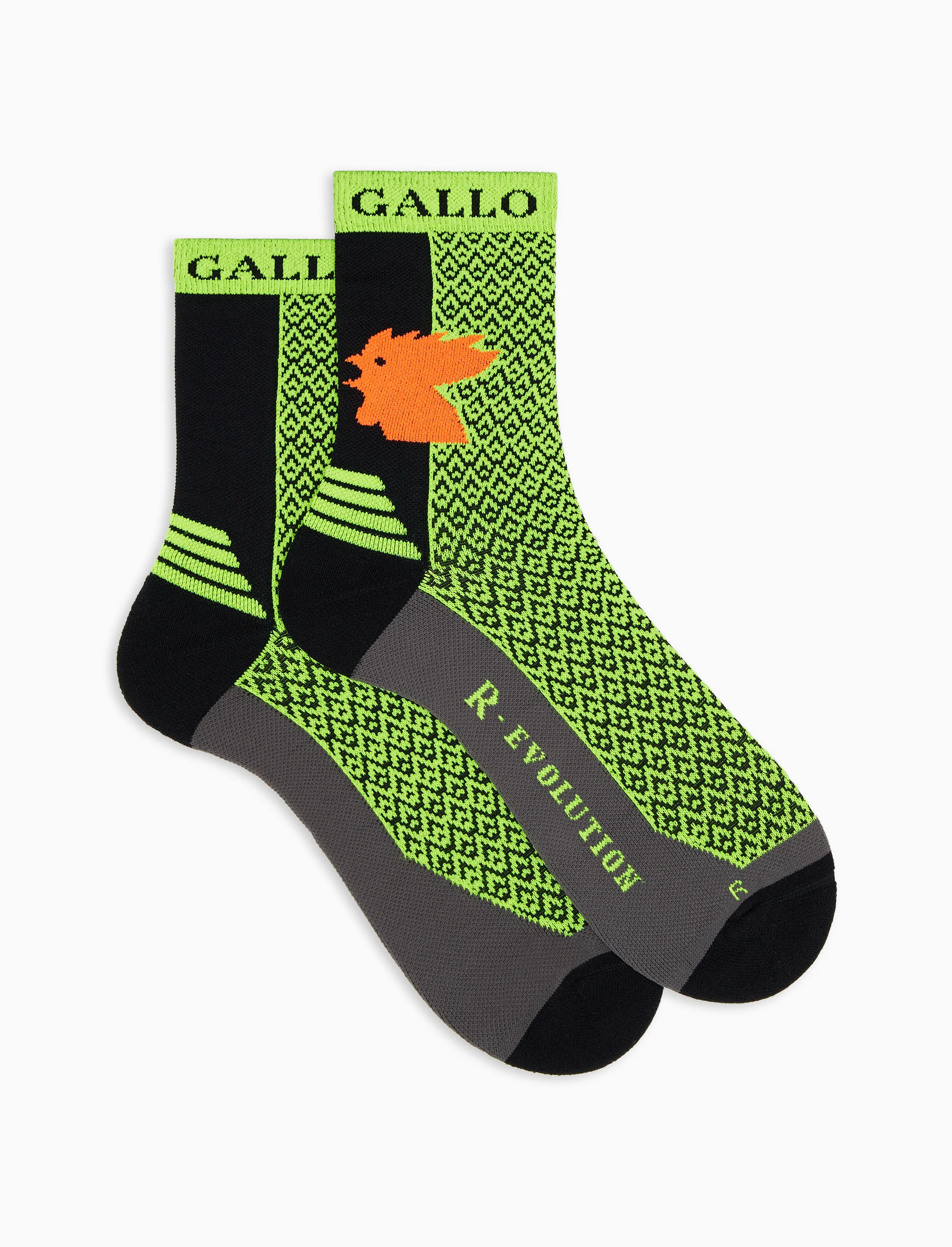 Calze corte tecniche uomo giallo fluo fantasia triangolini - Image 2