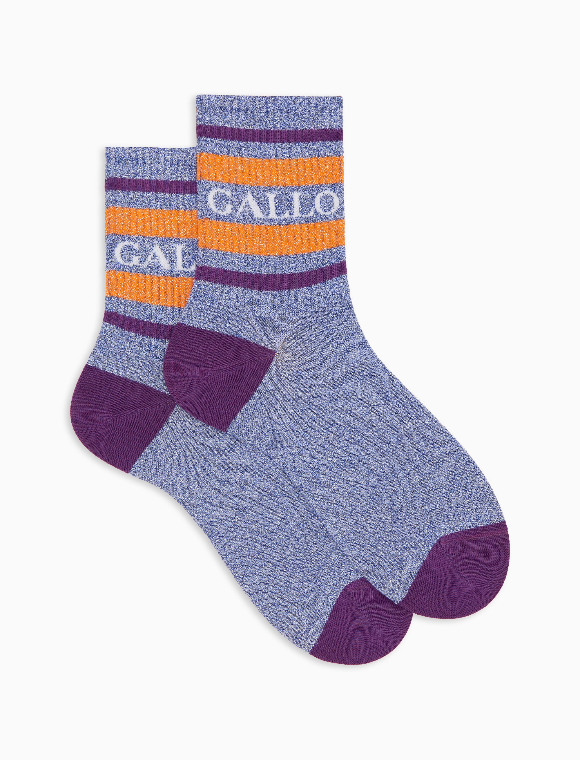 Calze corte unisex cotone caldo effetto scintillante a righe di due colori azzurro