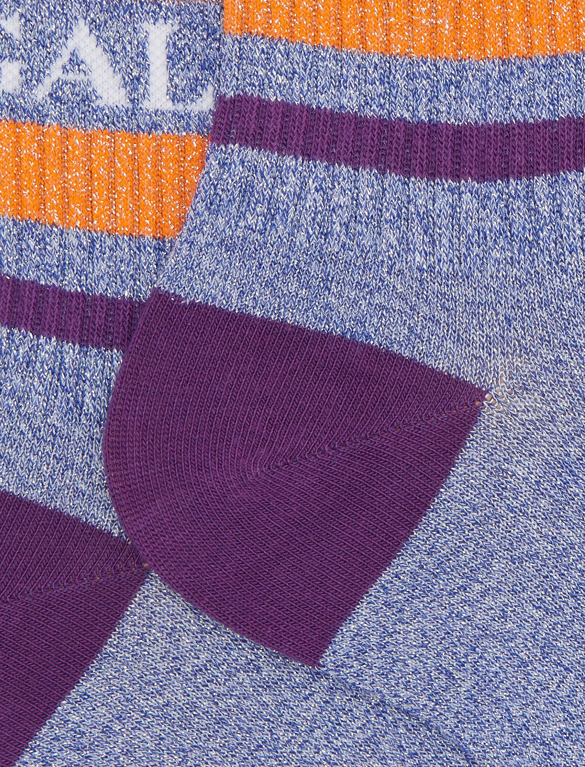 Calze corte unisex cotone caldo effetto scintillante a righe di due colori azzurro - Image 2