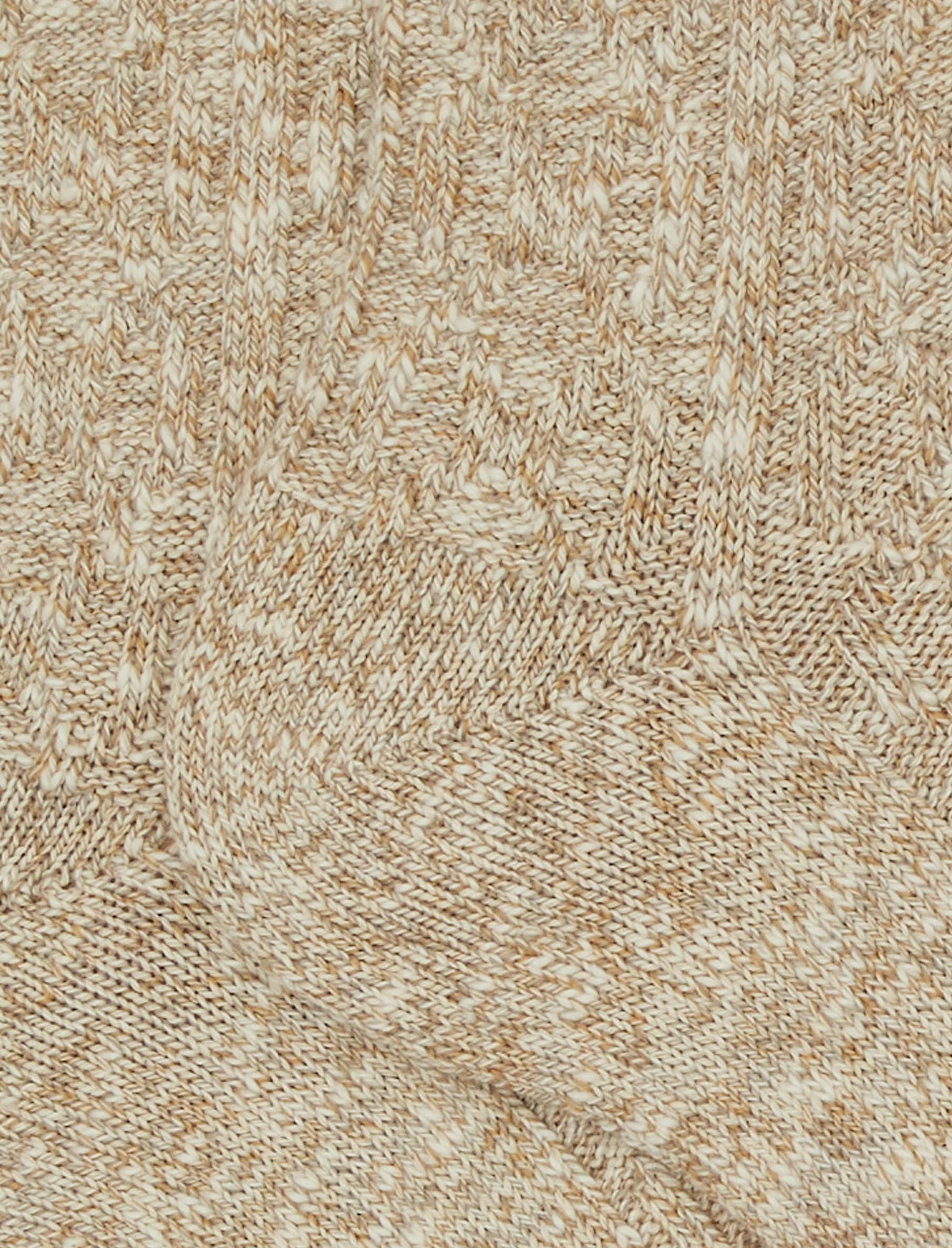 Calze corte unisex cotone beige tinta unita con lavorazione rombi - Image 2