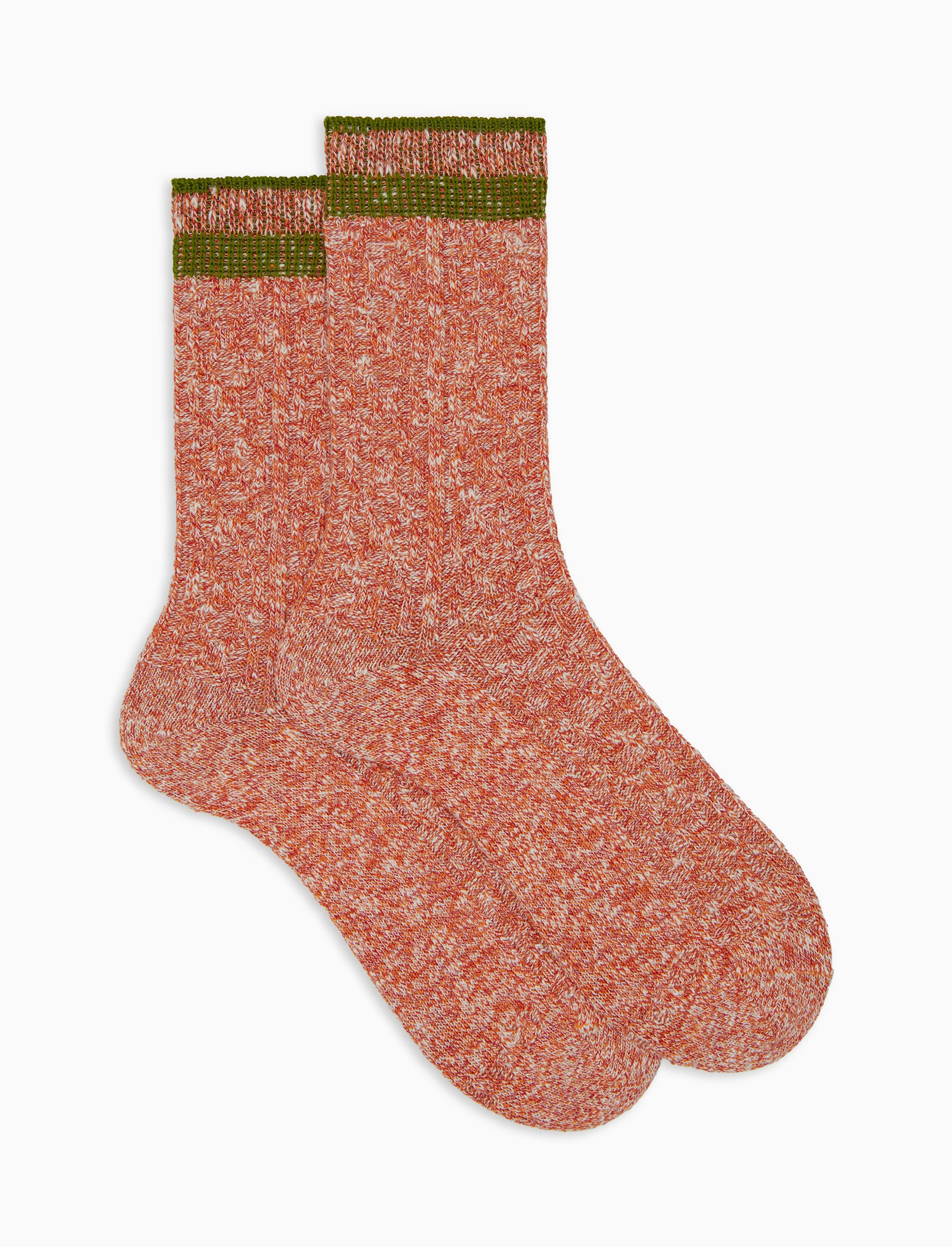 Calze corte unisex cotone lavorazione rombi su rovescio tinta unita arancio