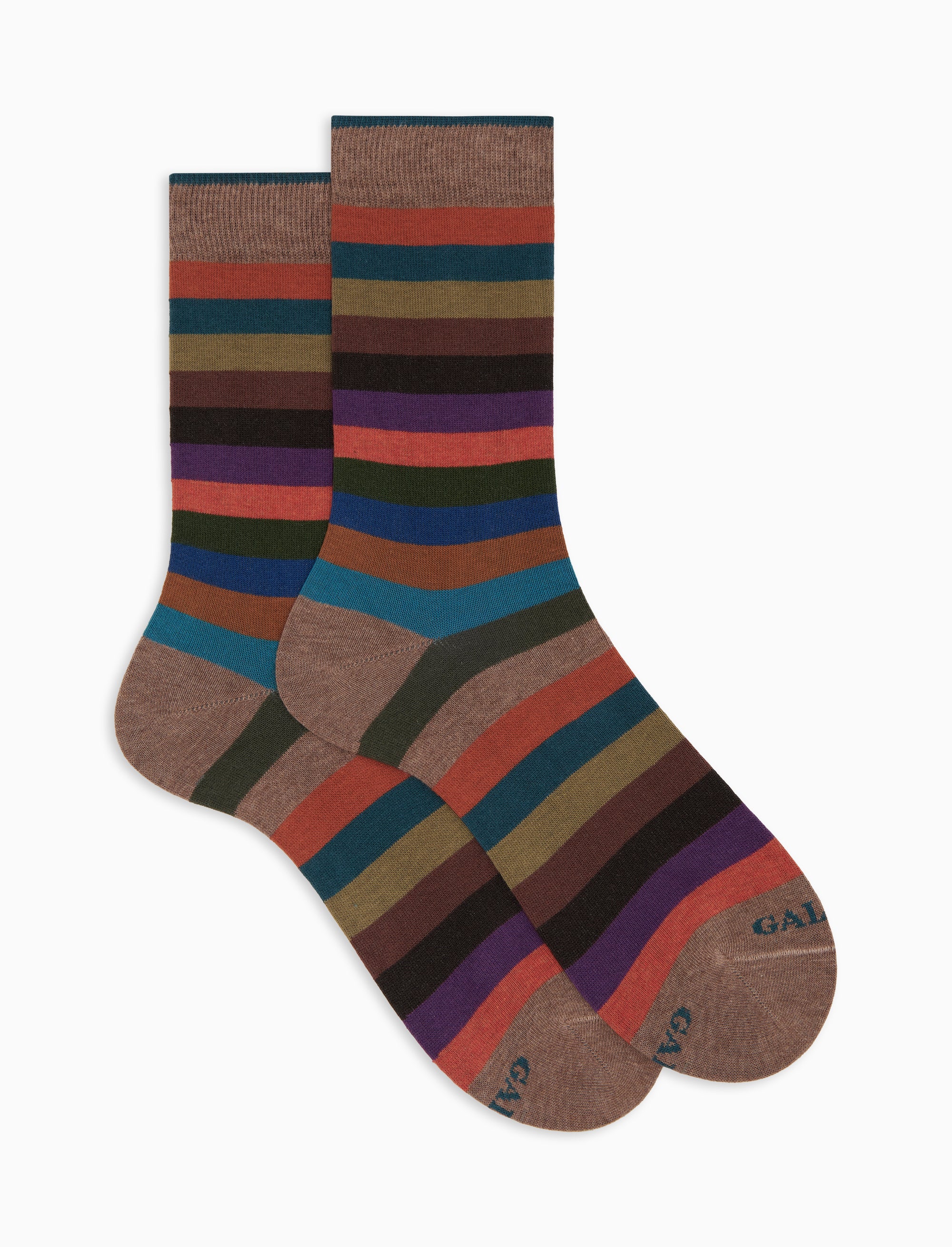 Calze corte uomo cotone beige righe pari