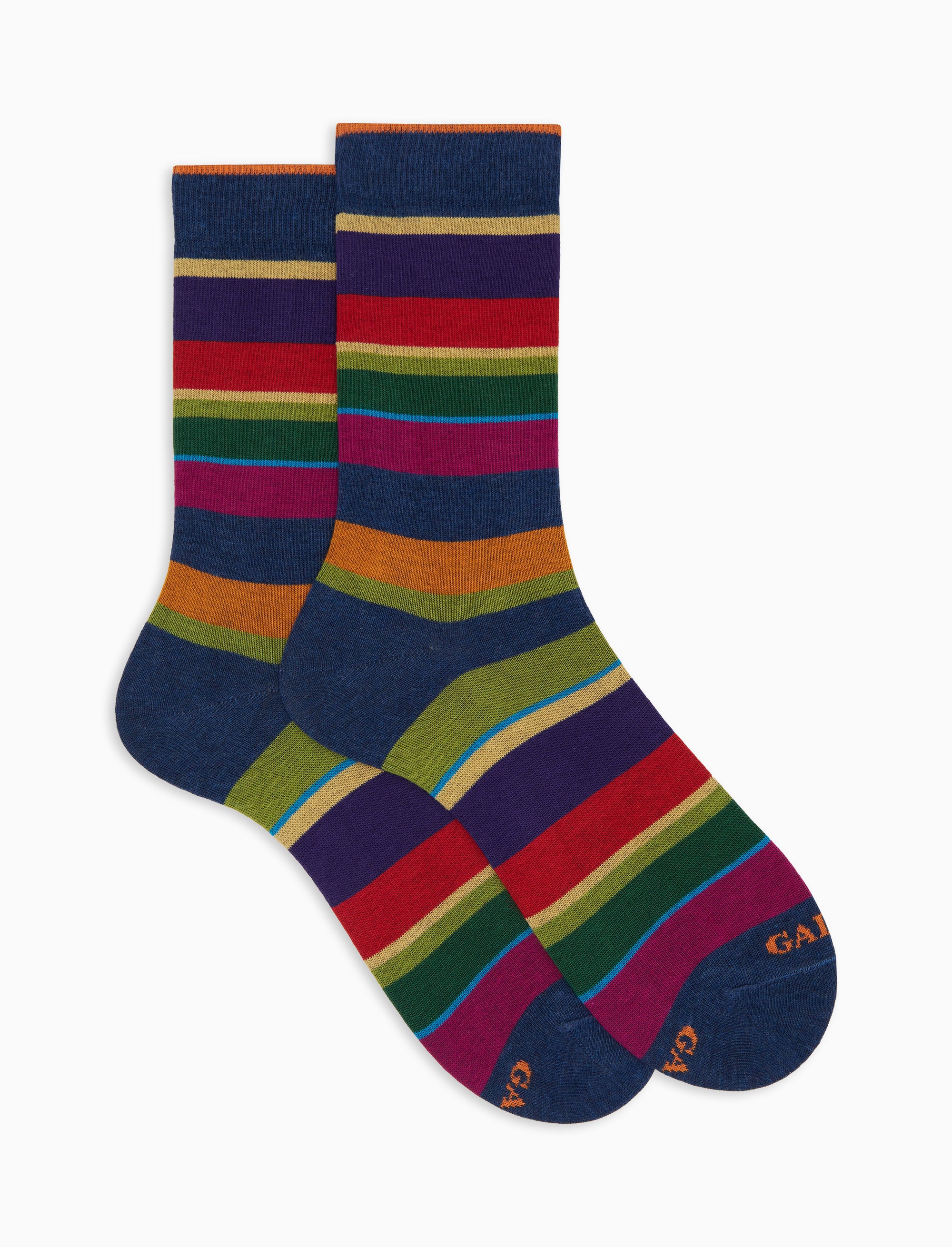 Calze corte uomo cotone blu righe multicolor