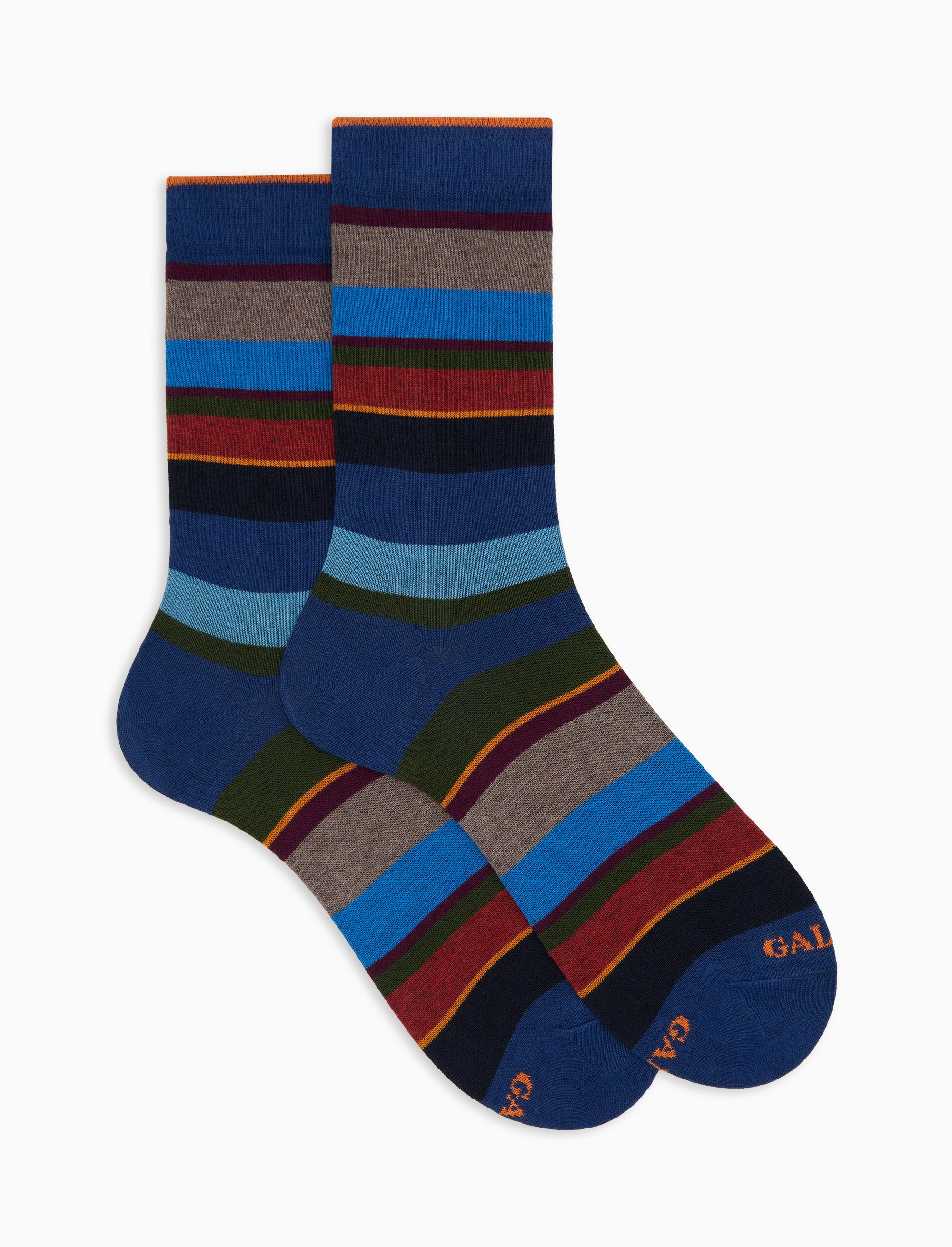 Calze corte uomo cotone blu righe multicolor