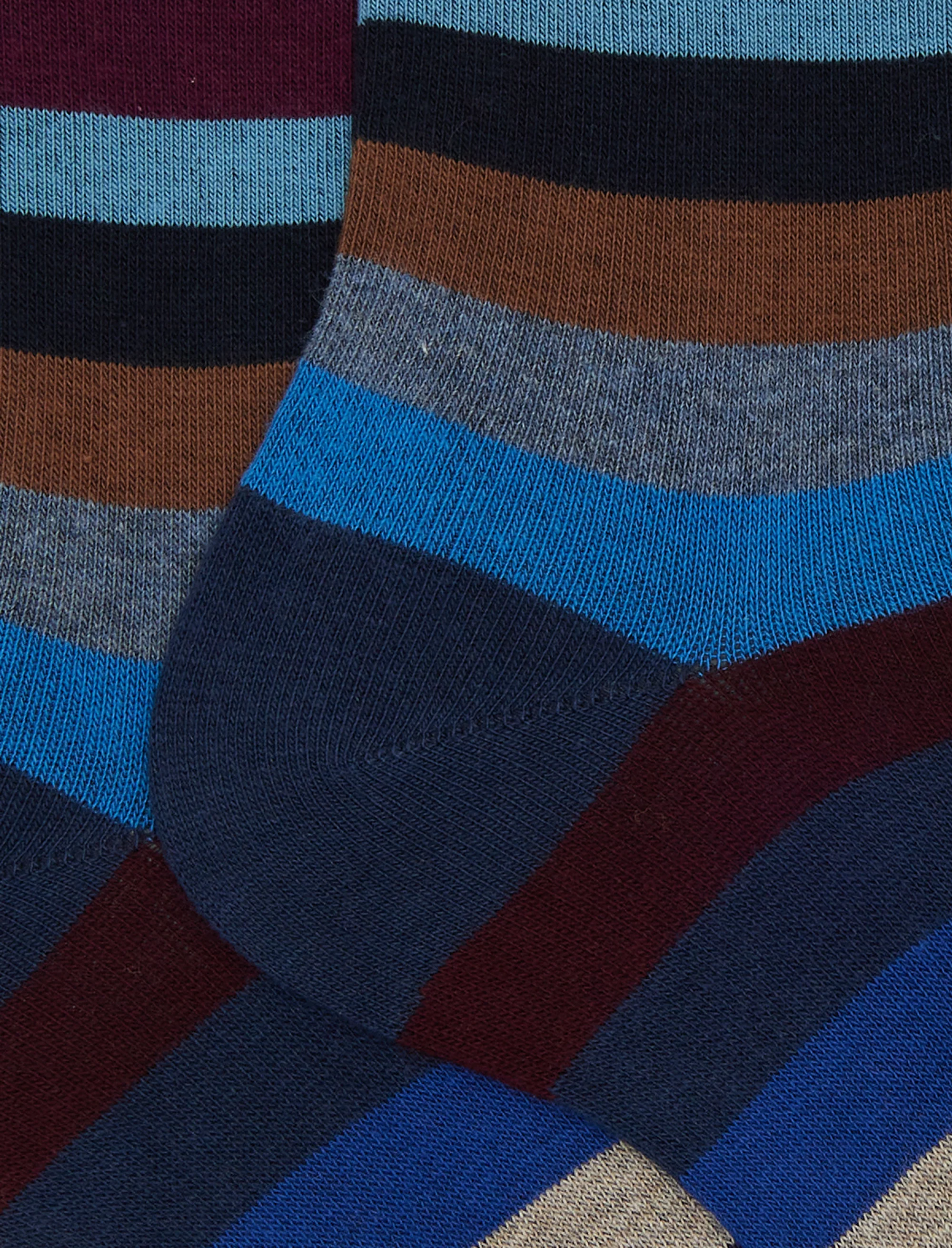 Calze corte uomo cotone blu righe pari - Image 2