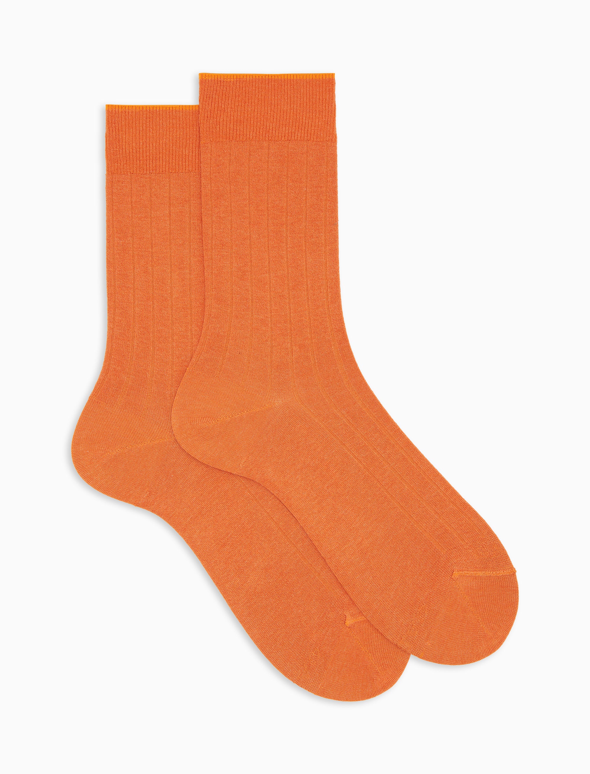 Calze corte uomo cotone leggero costa tinta unita arancio