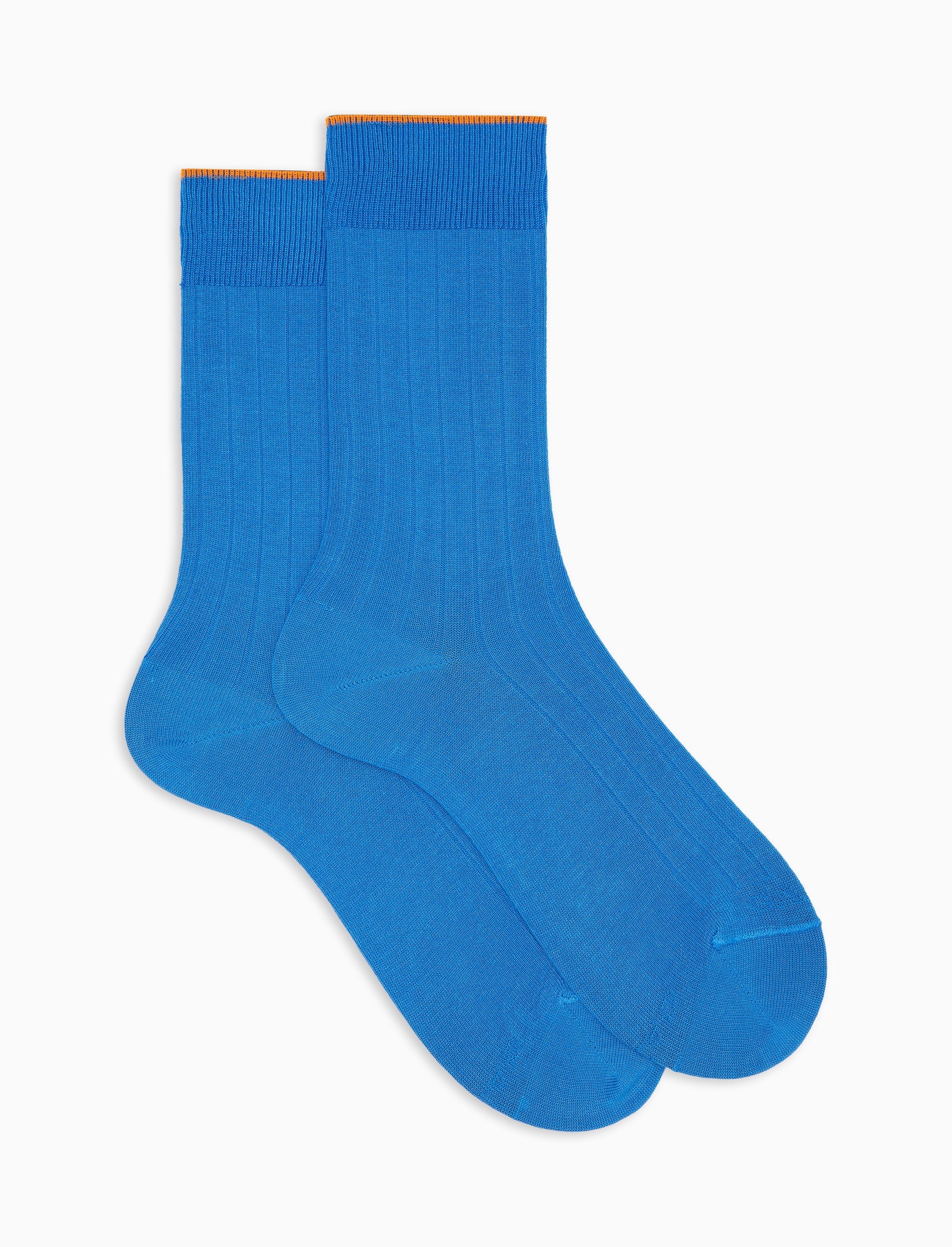 Calze corte uomo cotone leggero costa tinta unita azzurro
