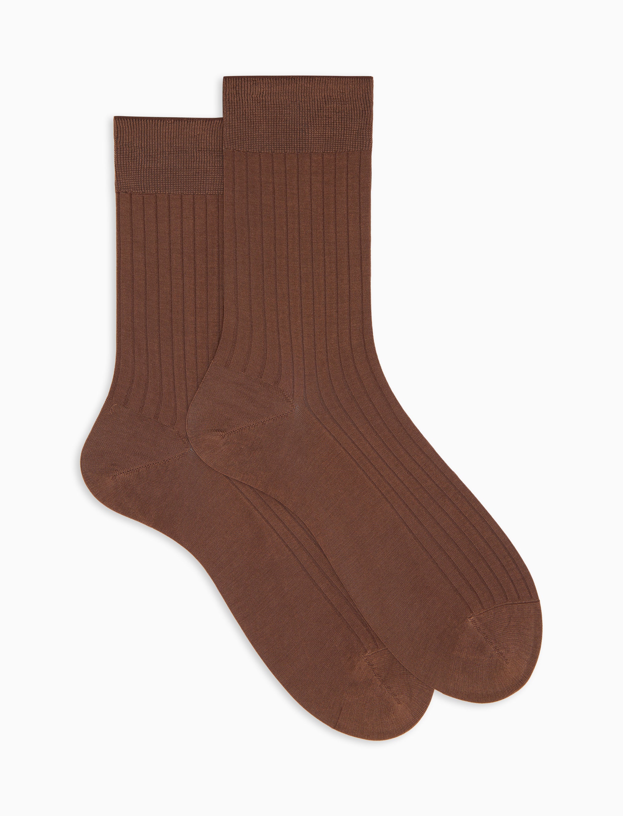 Calze corte uomo cotone costa tinta unita marrone