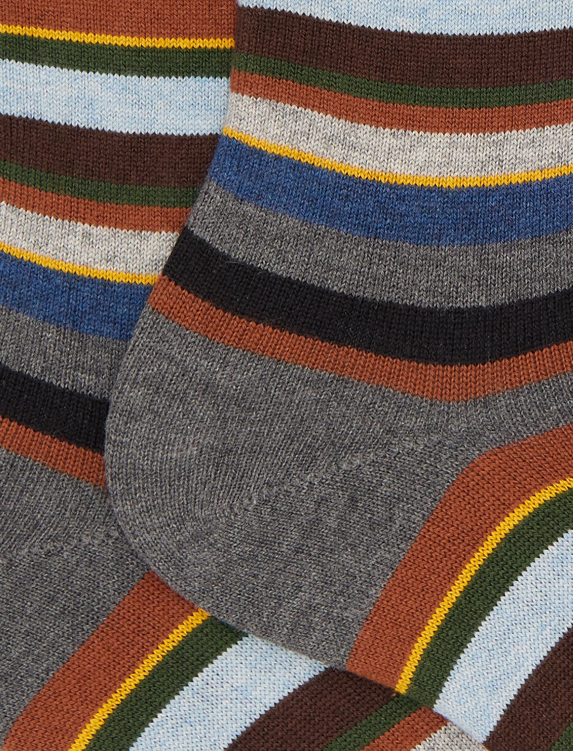 Calze corte uomo cotone e cashmere grigio righe multicolor micro - Image 2