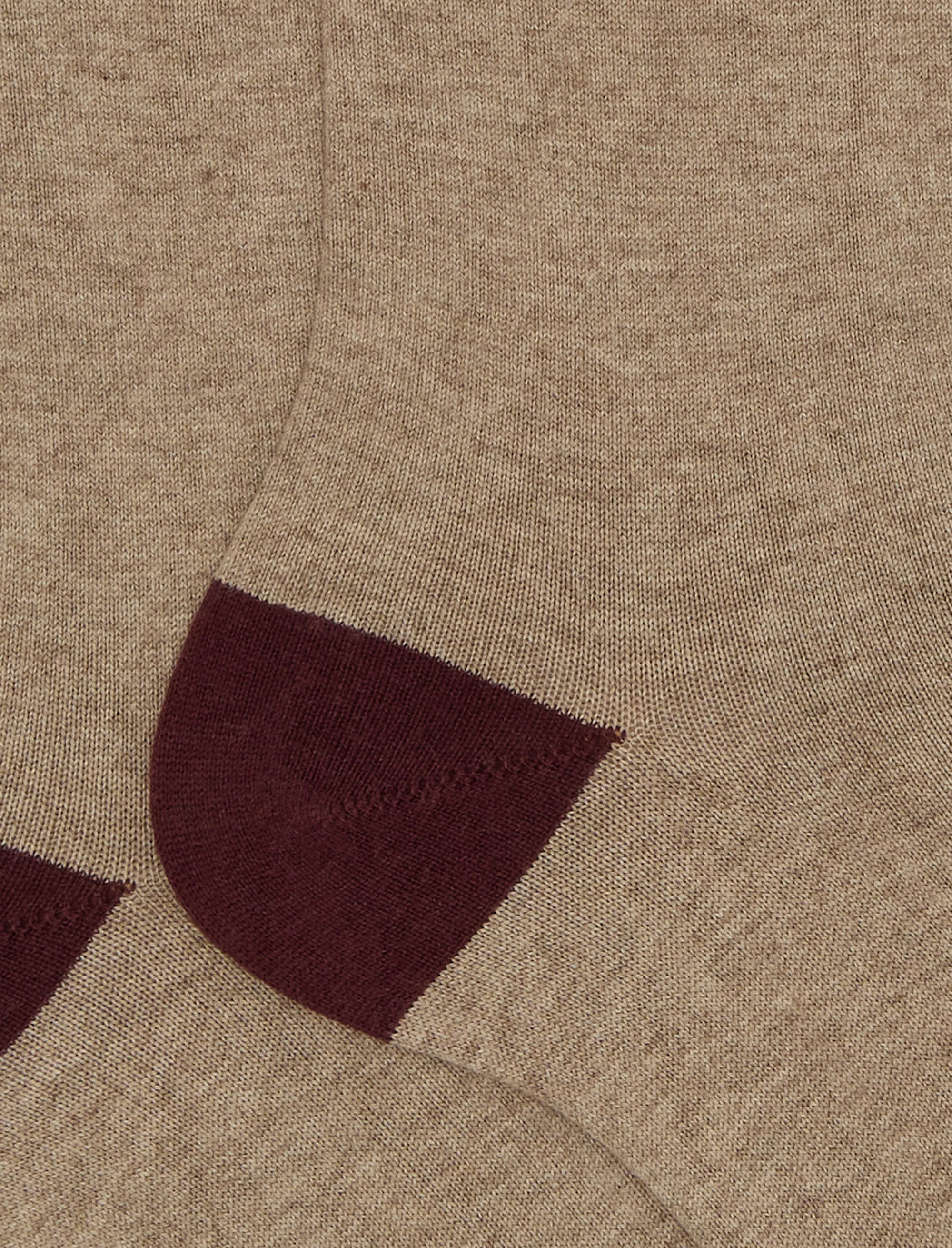 Calze corte uomo cotone e cashmere sabbia tinta unita e contrasti - Image 2