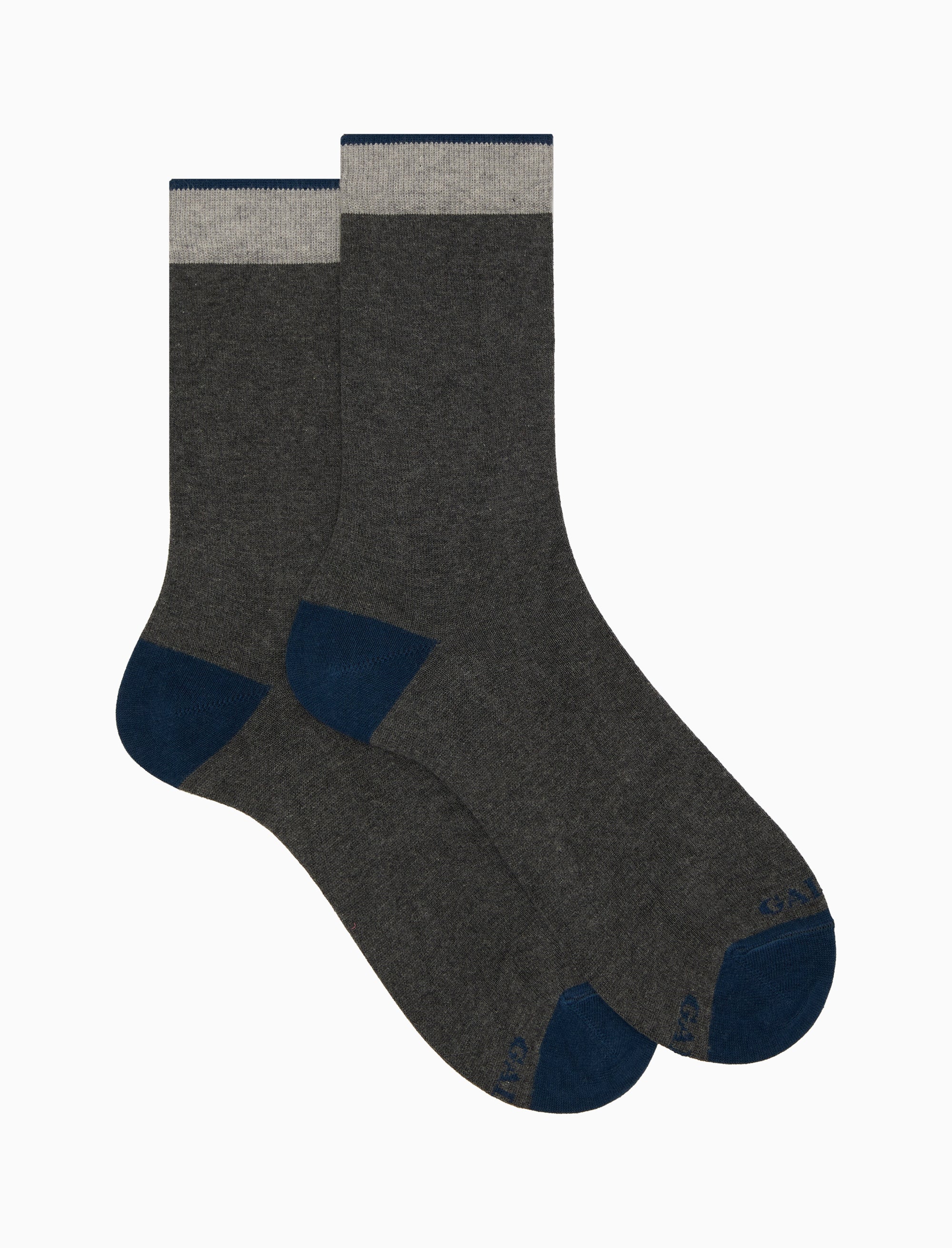 Calze corte uomo cotone e cashmere sasso tinta unita e contrasti - Image 2