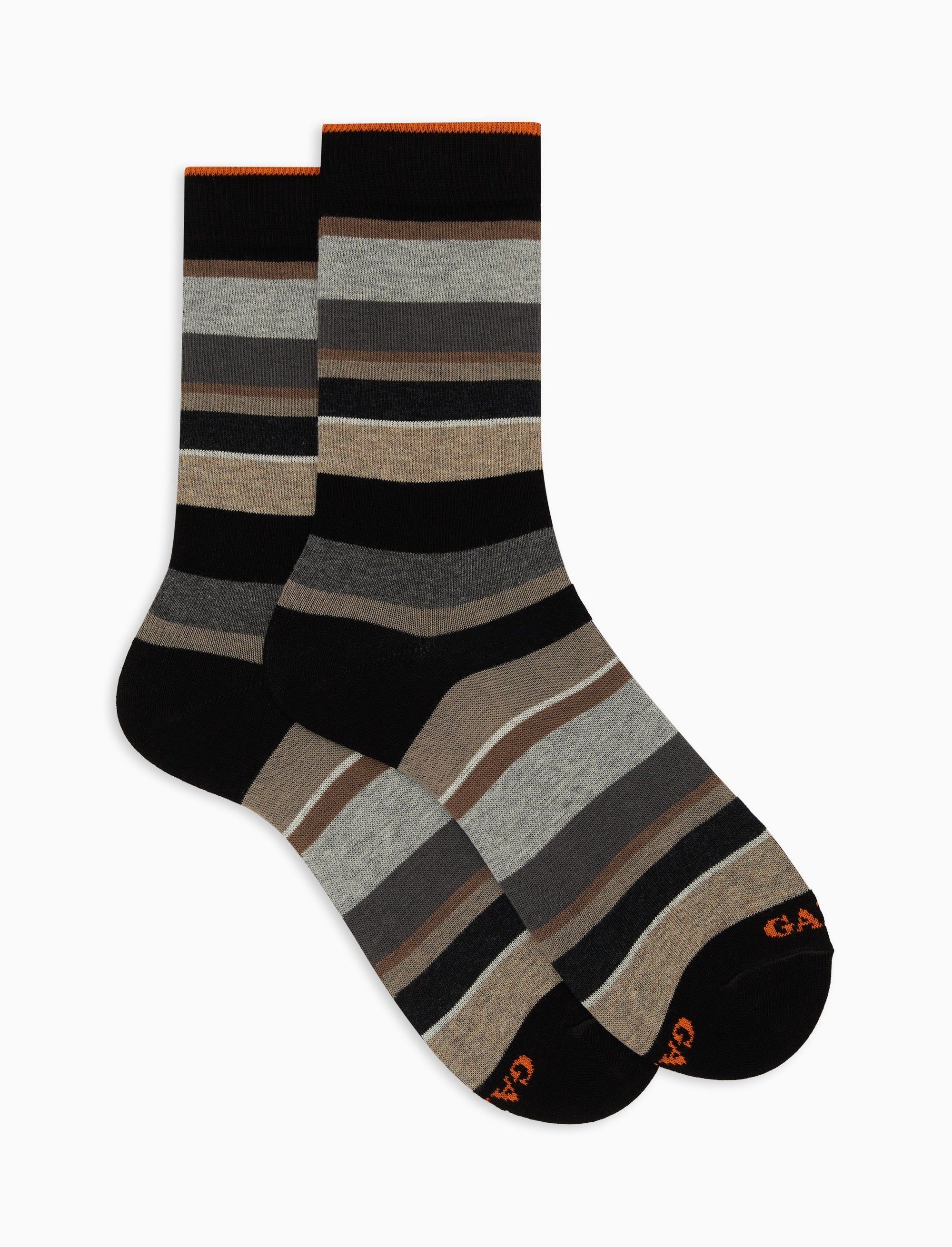 Calze corte uomo cotone nero righe multicolor